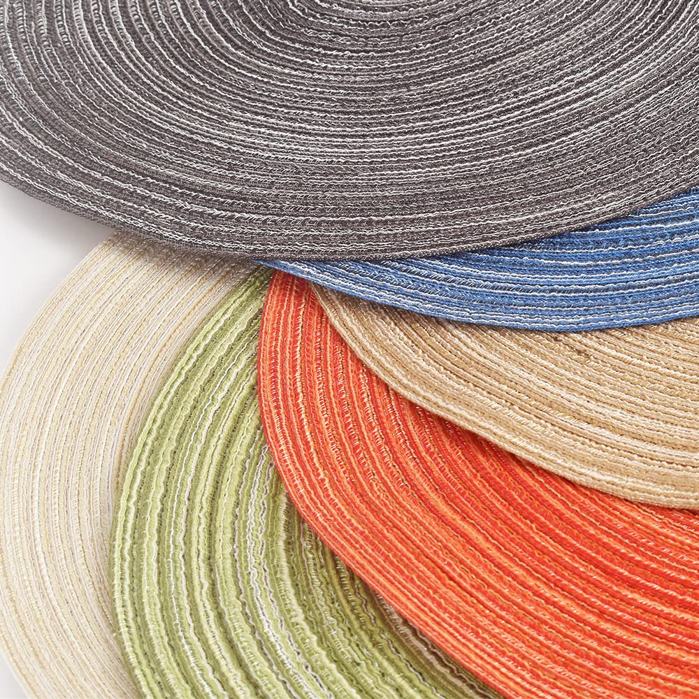 Homedge Round Placemat, Set Of 4 Braided Washable Table Mats 15 Inches-Beige