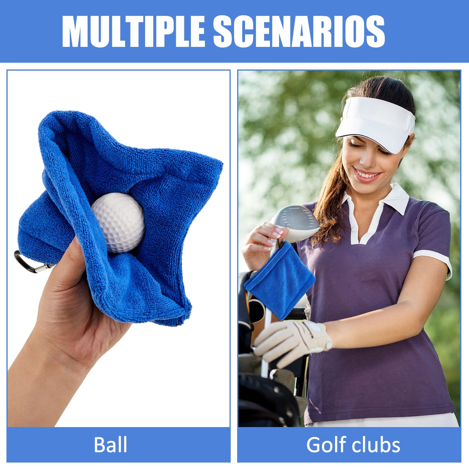 Flutesan Golf Ball Towel 5.5 X 5.5 Inch, Small Golf Pocket Towel With Clip Portable Golf Cleaner Accessories For Men Women(Black