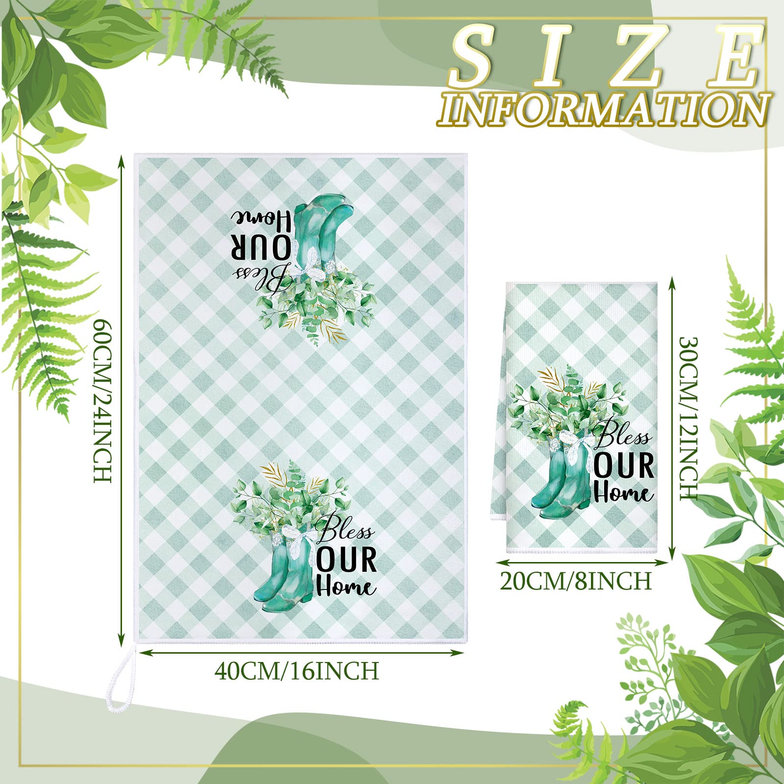 Set Of 6 Eucalyptus Kitchen Towels Green Leaves Dish Towels Absorbent Tea Towels 24 X 16 Inch Eucalyptus Get Cozy Lover Gifts Ho