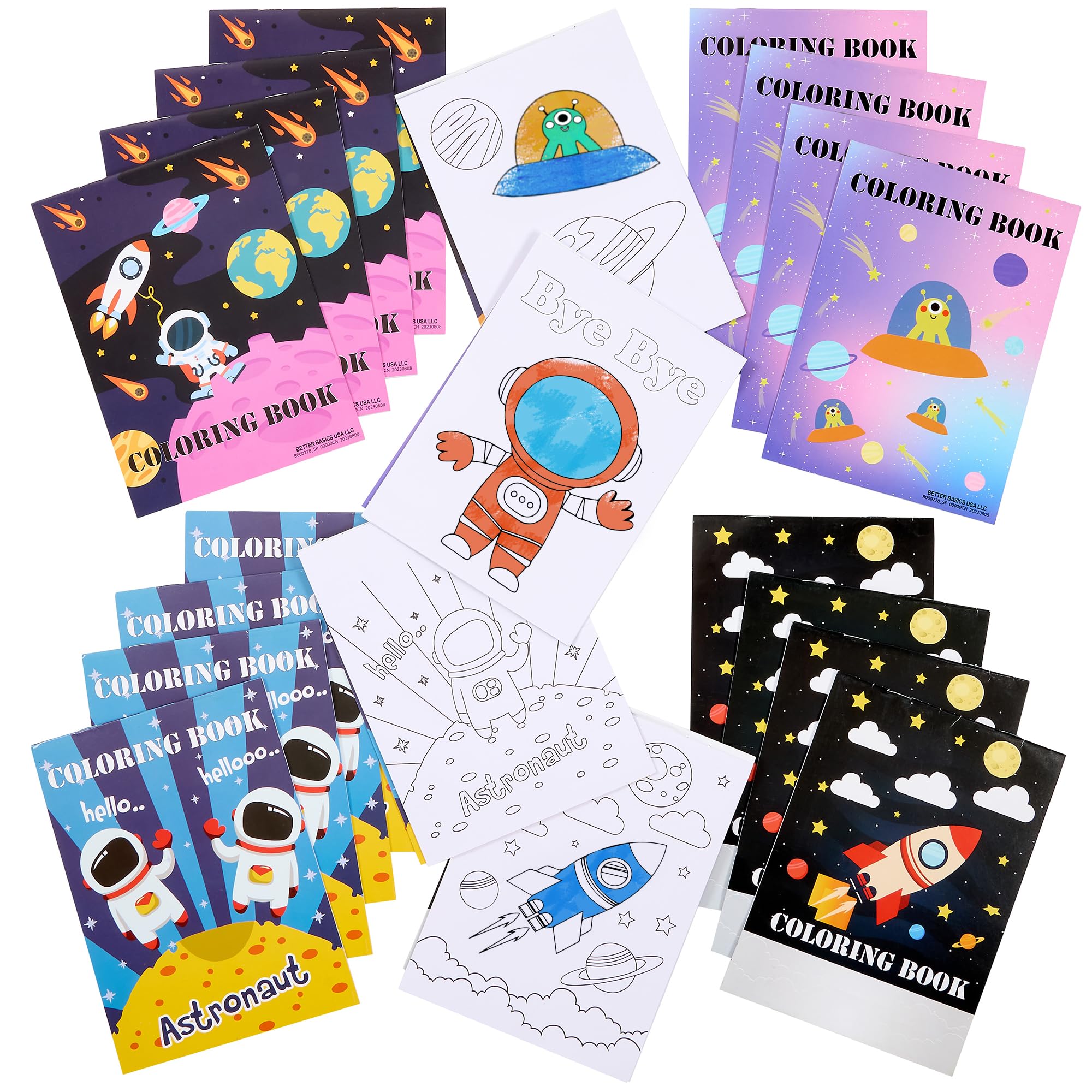 Playbees Outer Space Coloring Books - 20 Pack - Astronaut and Alien, Kids Solar System Party Favors Boys & Girls, Educational Ar
