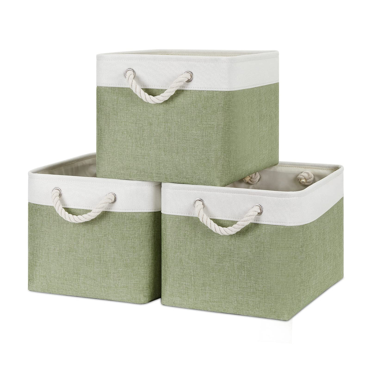 Bidtakay Large Fabric Baskets For Organizing [3-Pack] Closet Organizers And Storage Baskets For Gifts Empty Foldable Nursery Bas