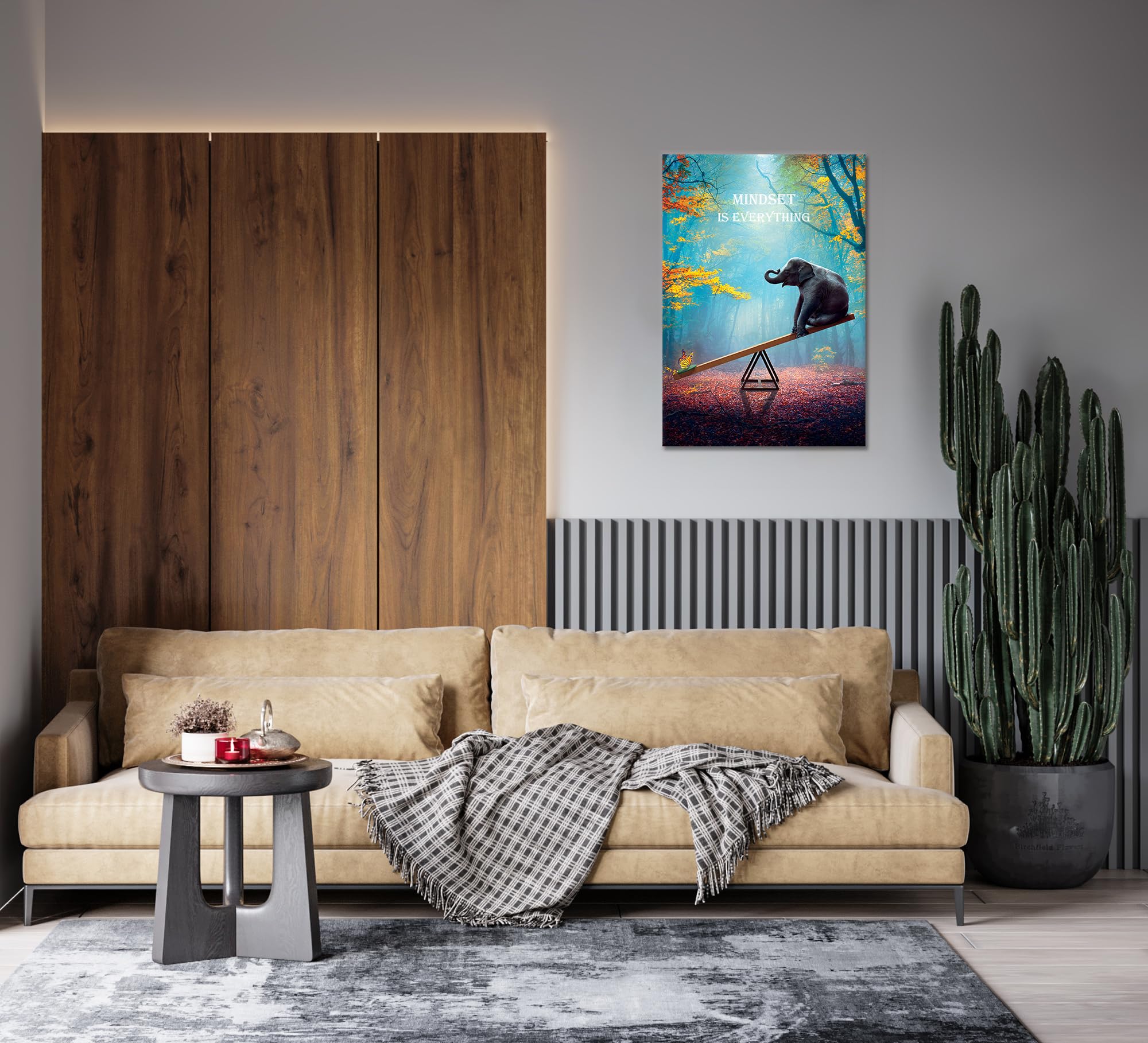 Skasnfai Elephant Wall Art Mindset Motivation Office Wall Canvas Animals Poster Framed Artwork For Living Room Ready To Hang (12