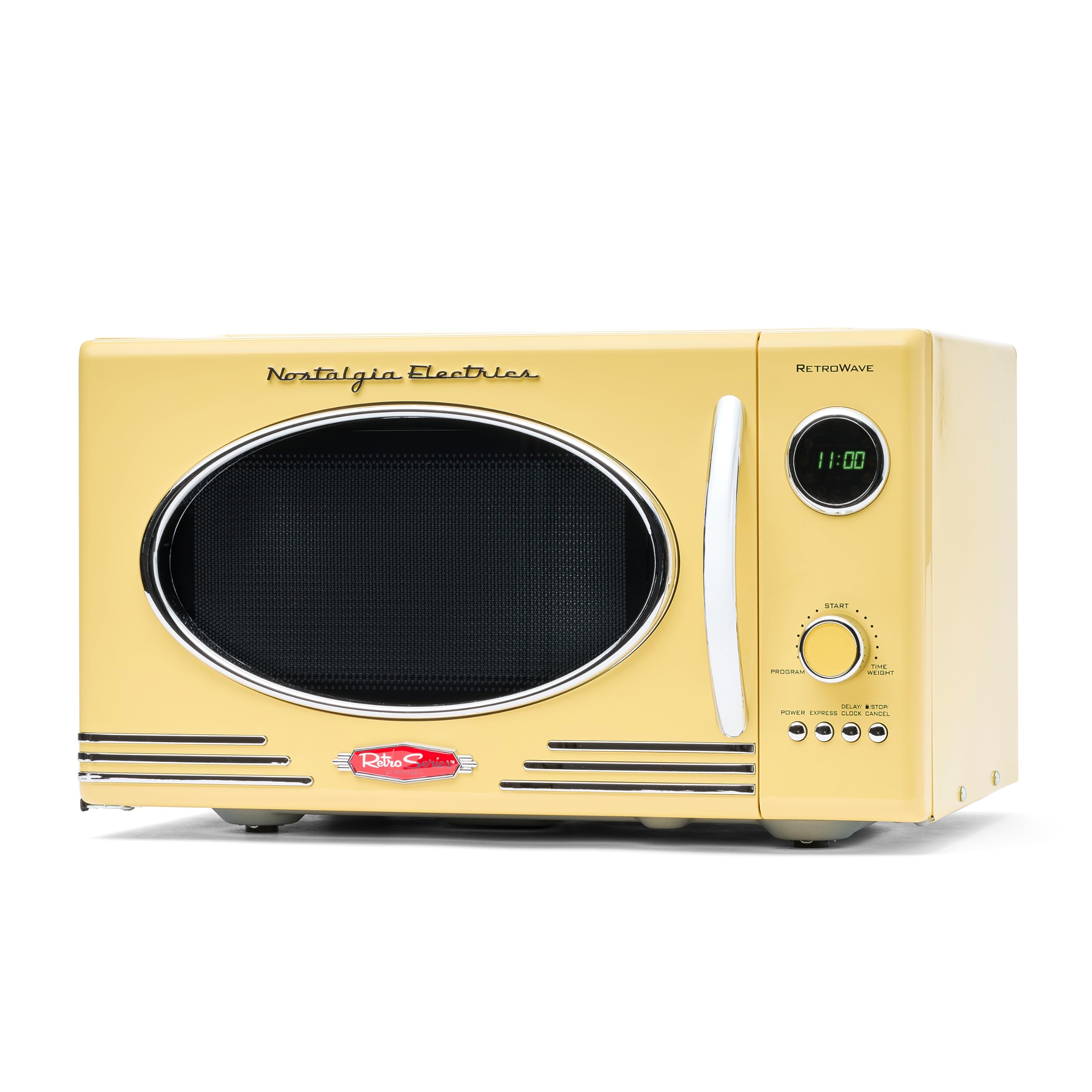 Nostalgia Retro Microwave - Countertop Microwave Oven - Includes 12 Pre-Programmed Settings And Digital Clock - 0.9 Cu Ft. - 800