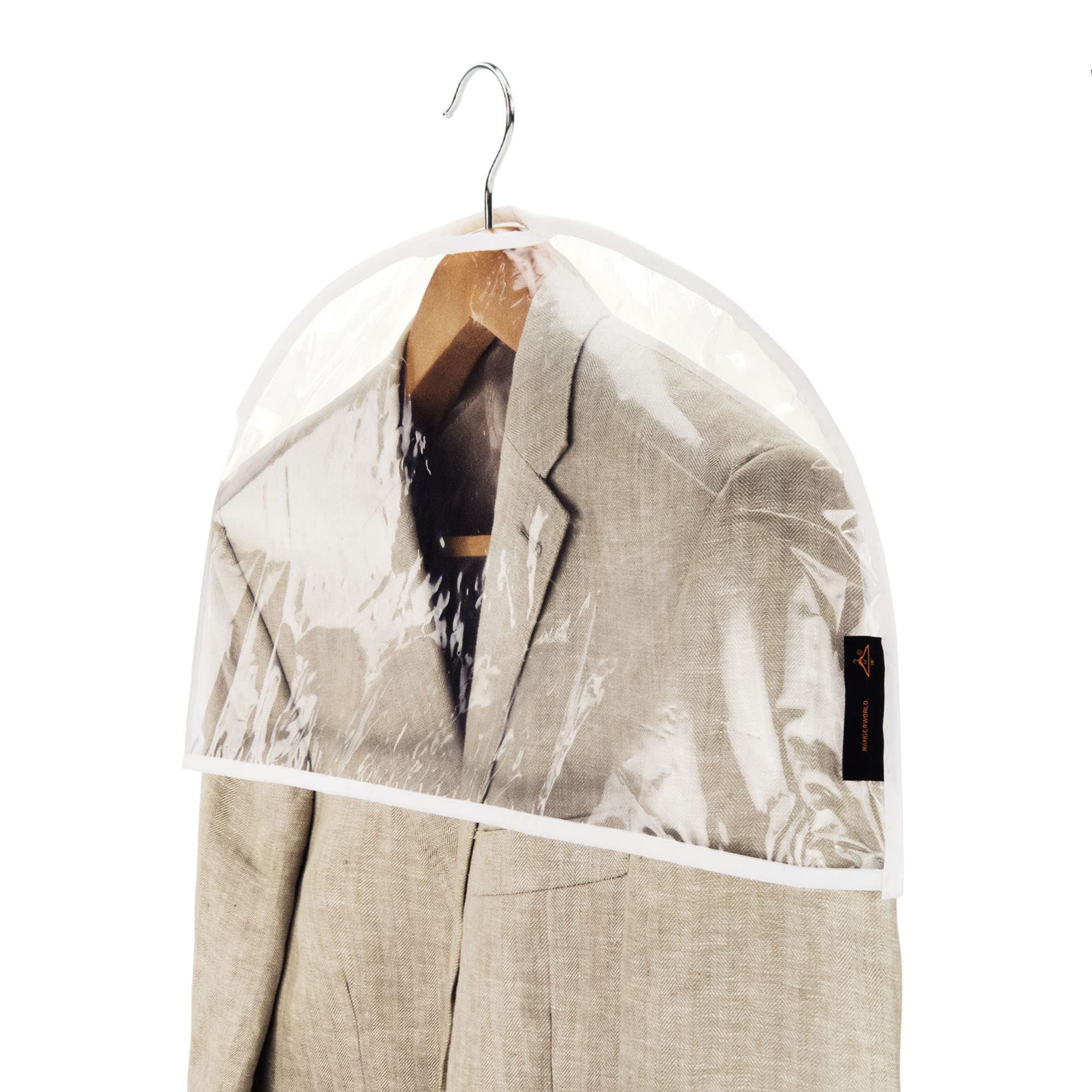 Hangerworld Pack Of 20 Clear 24Inch X 12Inch Shoulder Dust Dirt Protector Storage Clothes Cover Bags