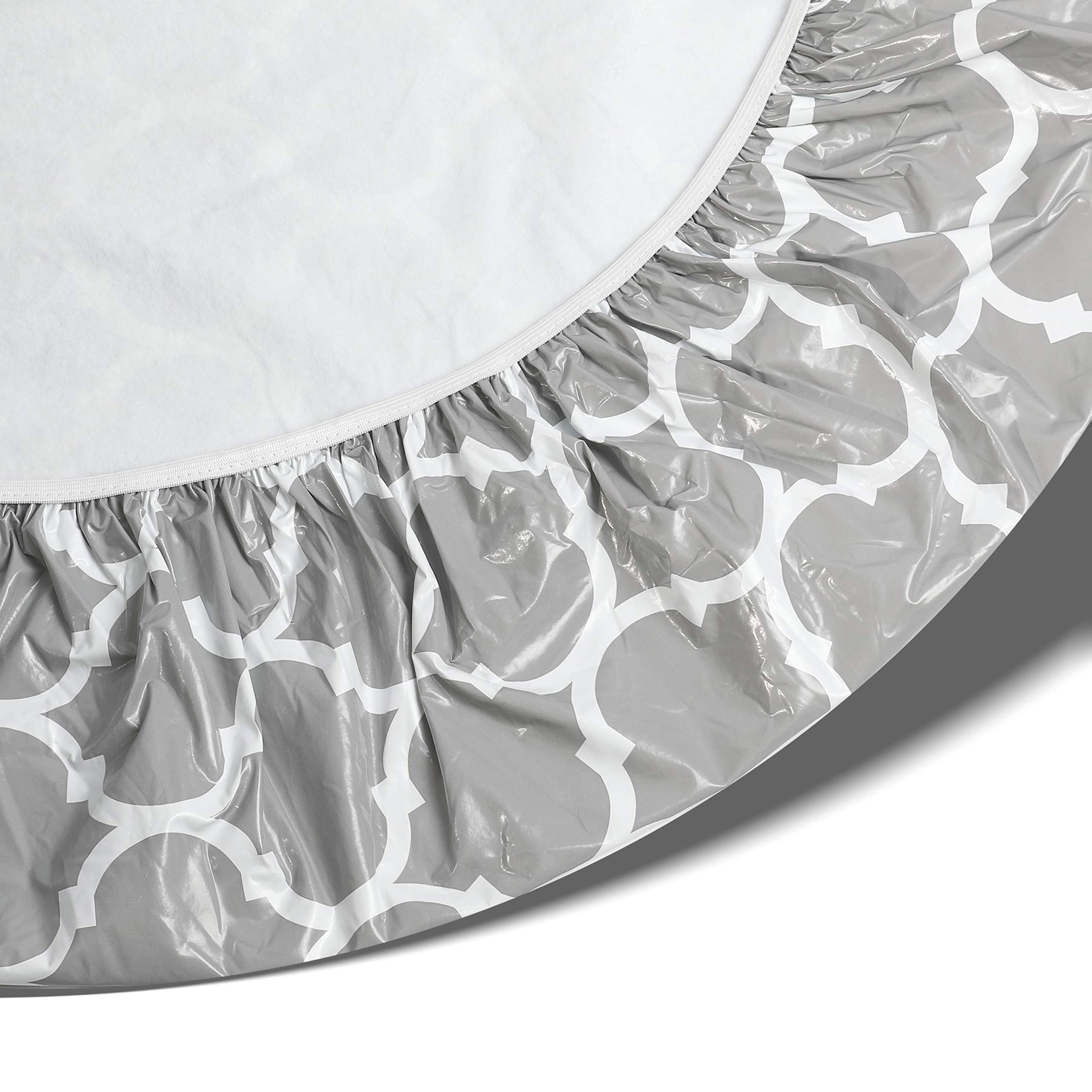 Rally Home Goods Indoor Outdoor Patio Round Fitted Vinyl Tablecloth, Flannel Backing, Elastic Edge, Waterproof Wipeable Plastic