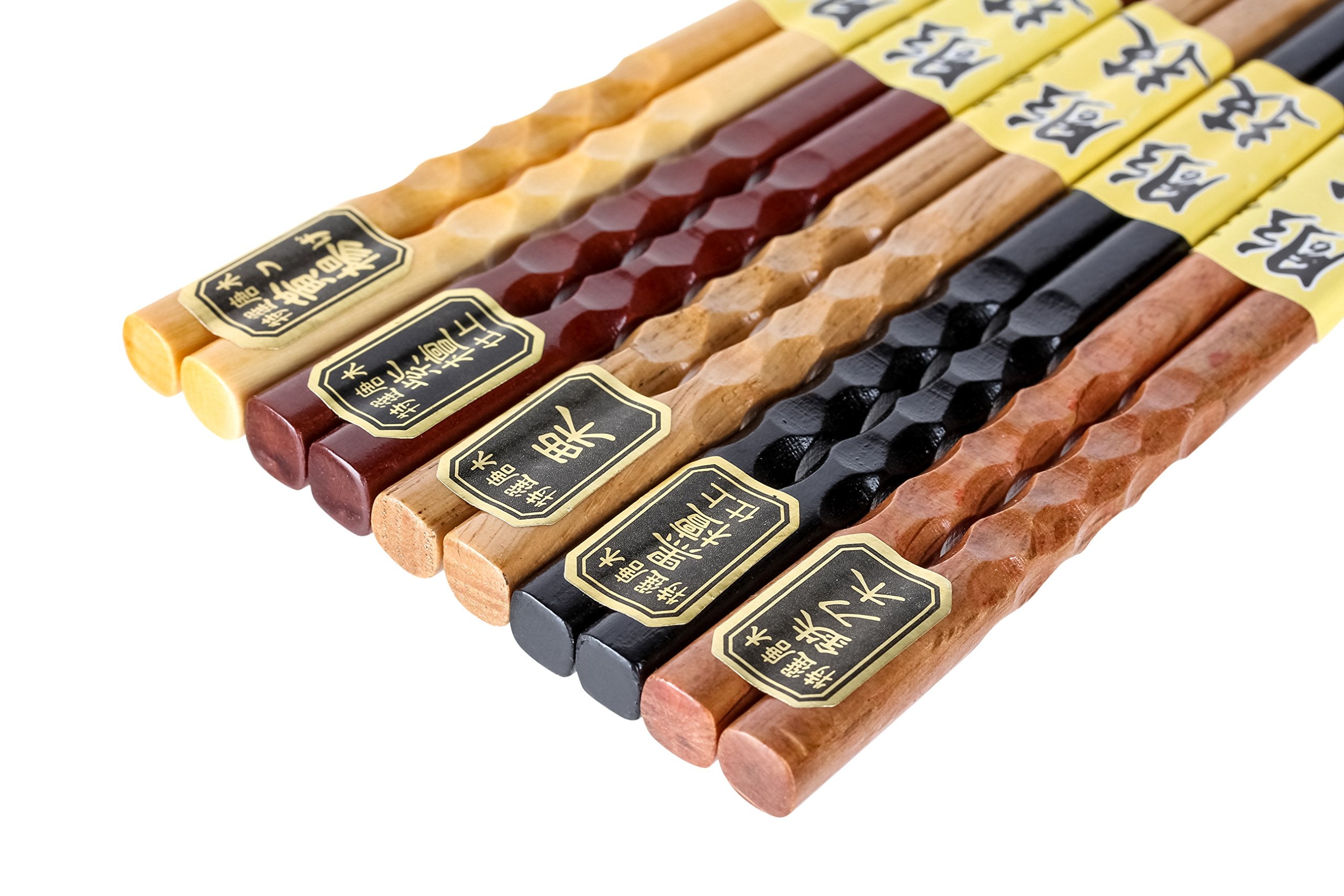 Heim Concept 5- Pairs Natural Wood Chopsticks Reusable Chinese Korean Japanese Chopsticks Set Bamboo Chop Stick