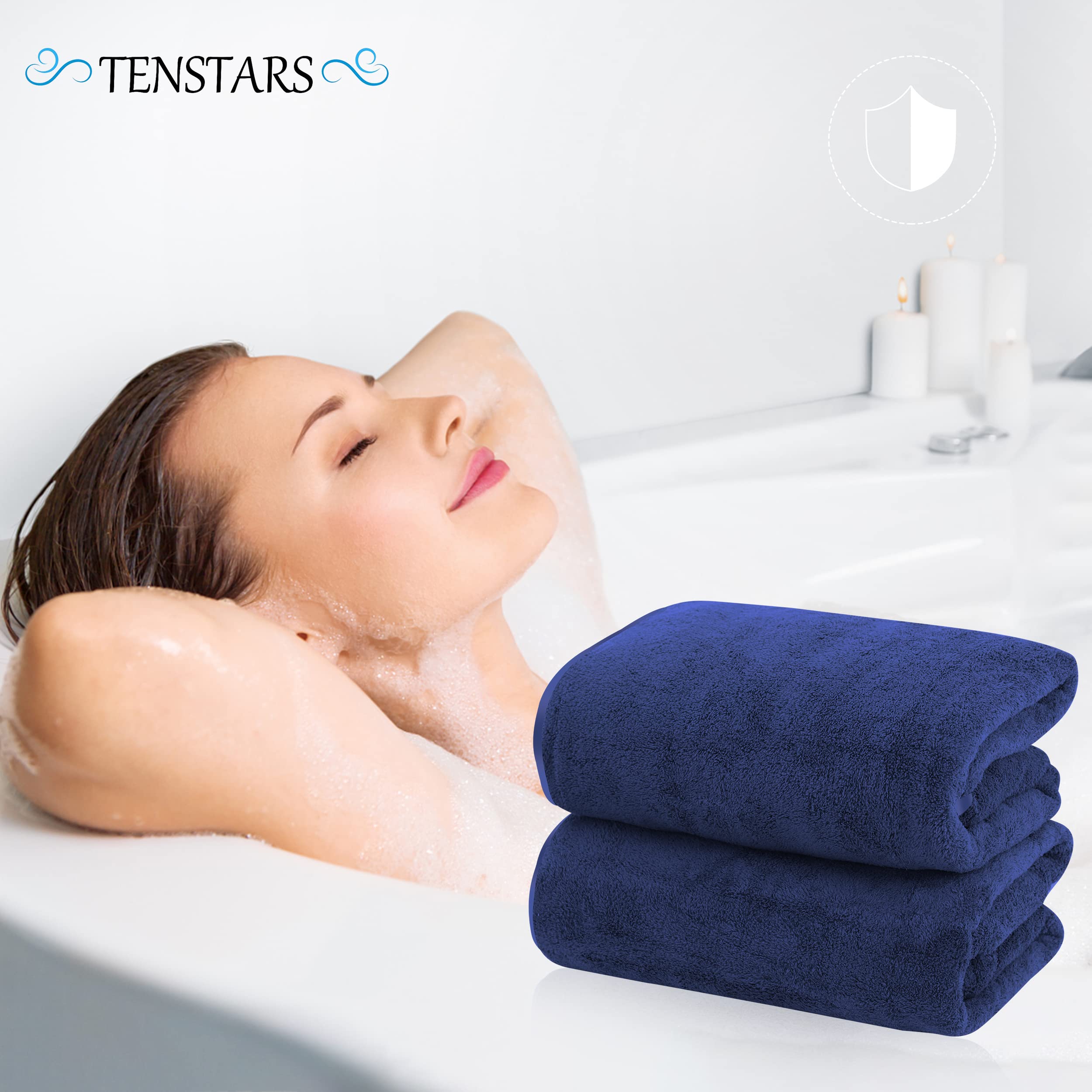 Tenstars Silk Hemming Bath Towels For Bathroom Clearance - 27 X 55 Inches - Light Thin Quick Drying - Soft Microfiber Absorbent