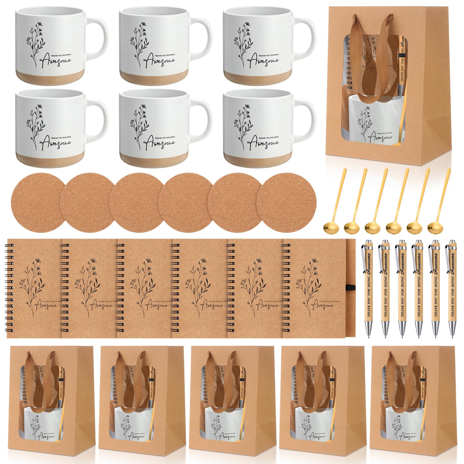 Vesici Thank You Gifts Set Employee Appreciation Gifts Coffee Mug with Spoon Inspirational Journal Notebook Ballpoint Pen Presen