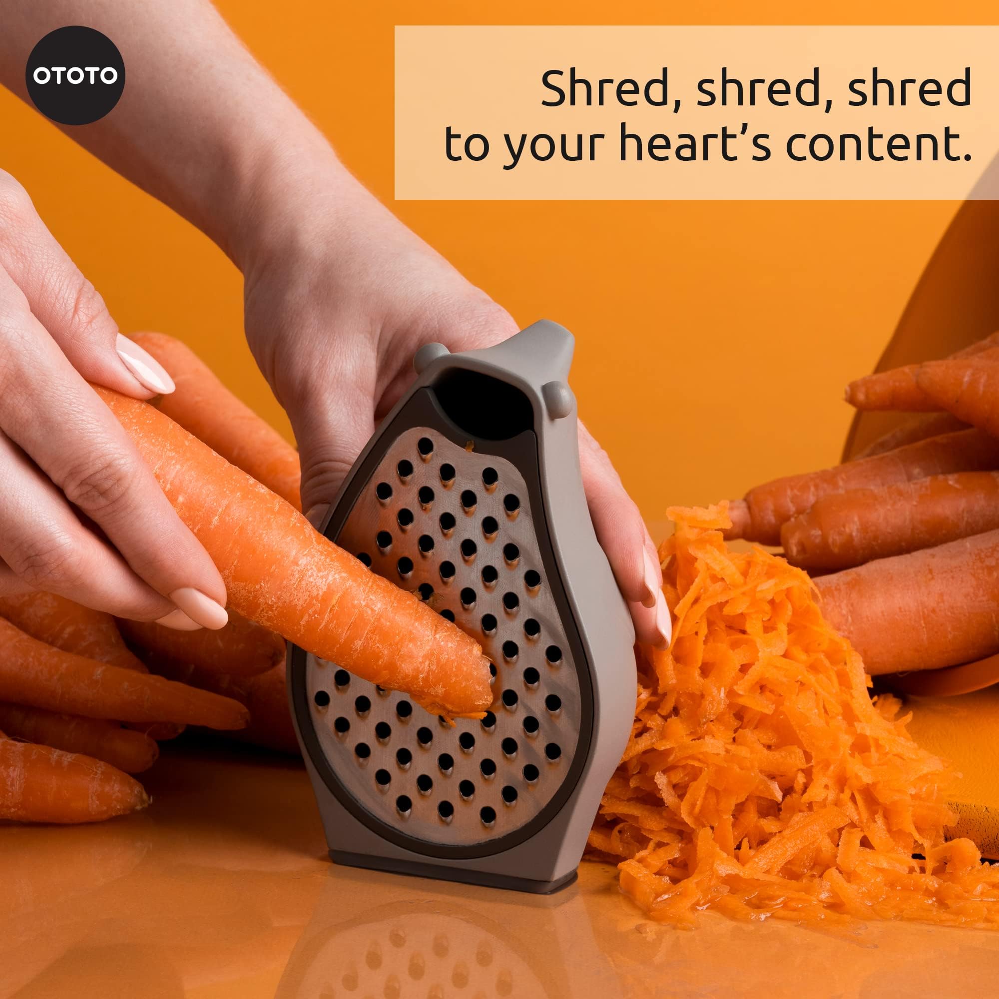 Ototo Barry The Bear Box Cheese Grater - Compact Stainless Steel Grater, Kitchen Grater, Cheese Shredder, Vegetable Grater, Food