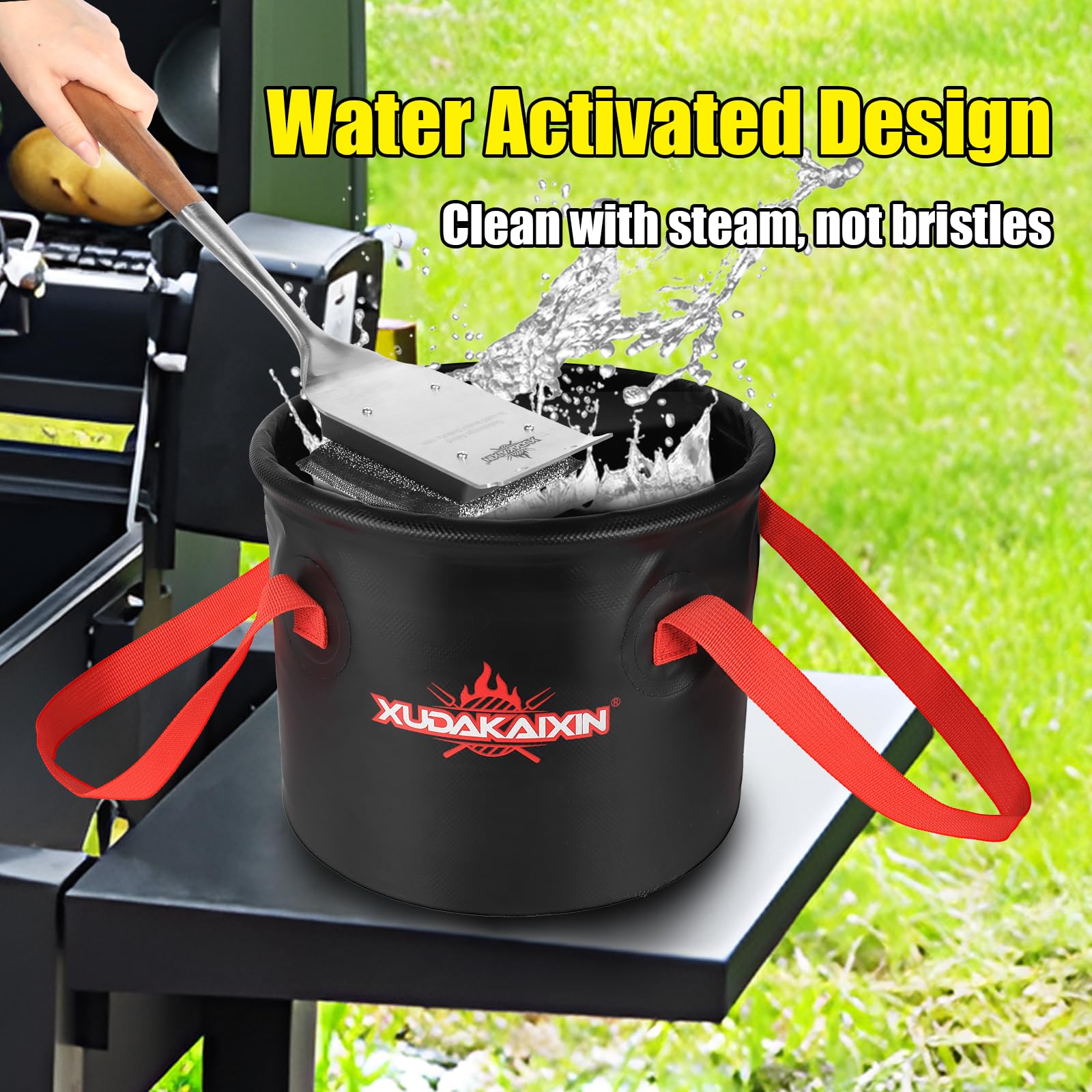 XUDAKAIXIN Grill Brush Bristle Free,Unique Steel Fibers Pad [Safe & Efficient] Perfect for Any Grill/Flat Tops Griddles,Safe Gri