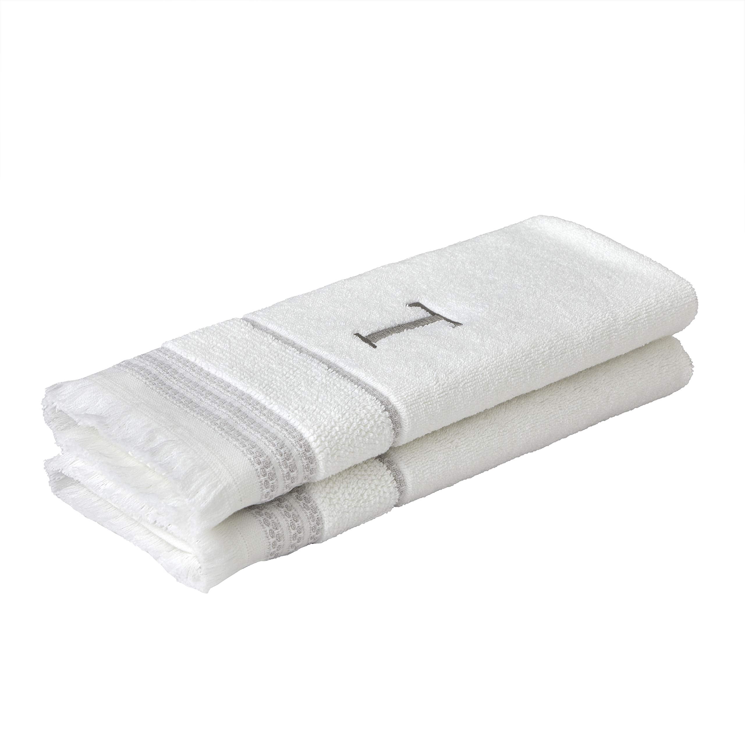 Skl Home Casual Monogram Hand Towel Set, T, 16X26, White 2 Count