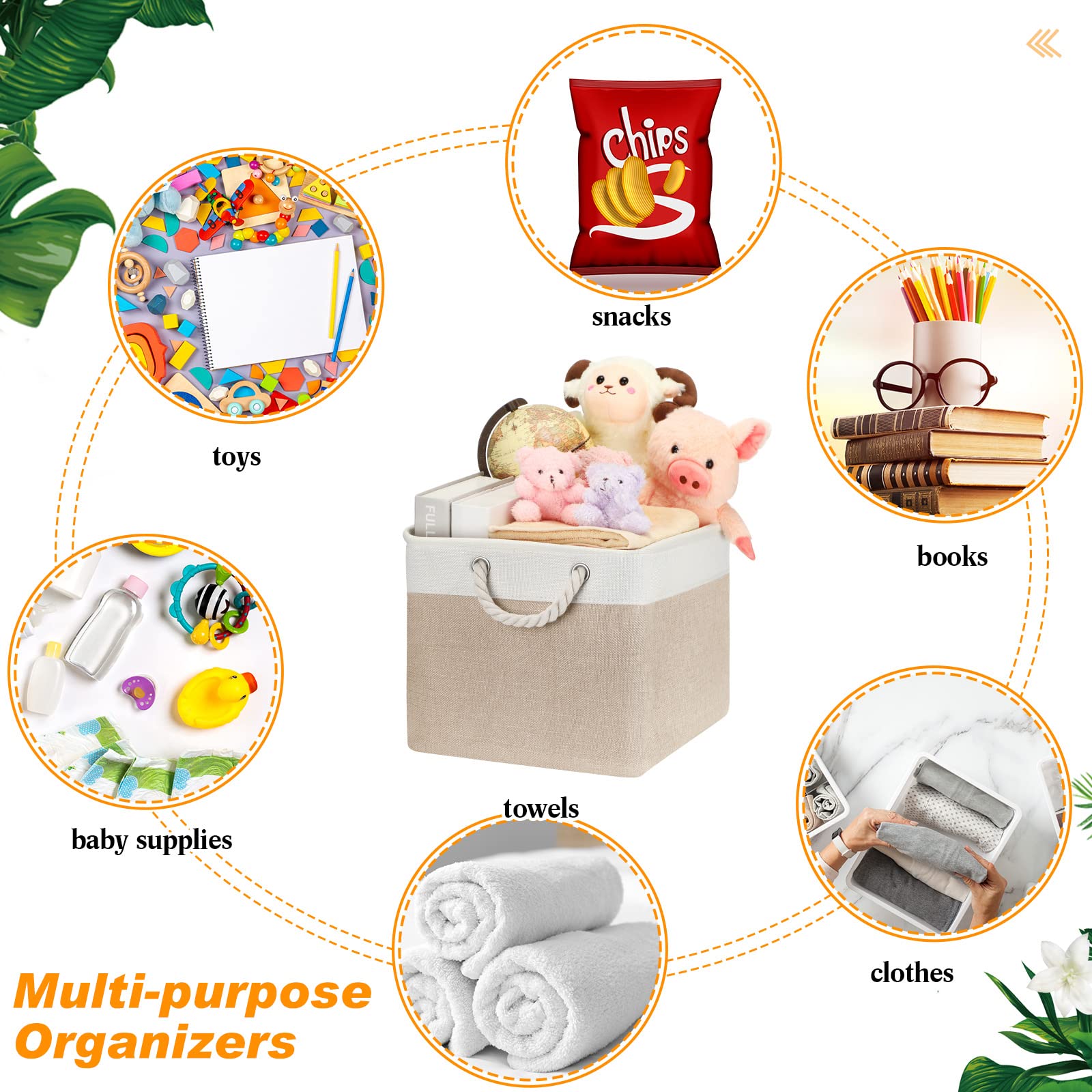 Meekoo 8 Pack Collapsible Storage Bins Fabric Storage Bins Polyester Fabric Storage Baskets With Handles Linen Closet Organizer