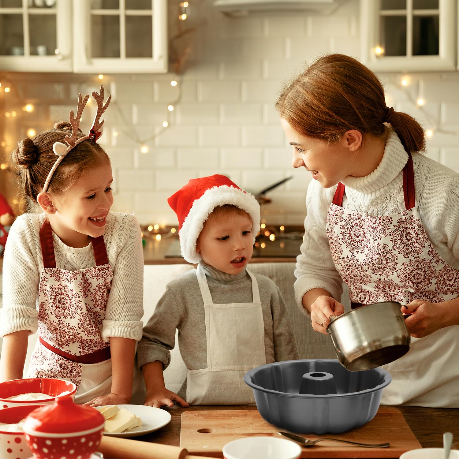 Oamceg 2 Pack Bunte Cake Pan Nonstick - 10 Inches Fluted Tube Cake Pans For Baking, 12 Cups Heavy Duty Carbon Steel Tube Pan Bak
