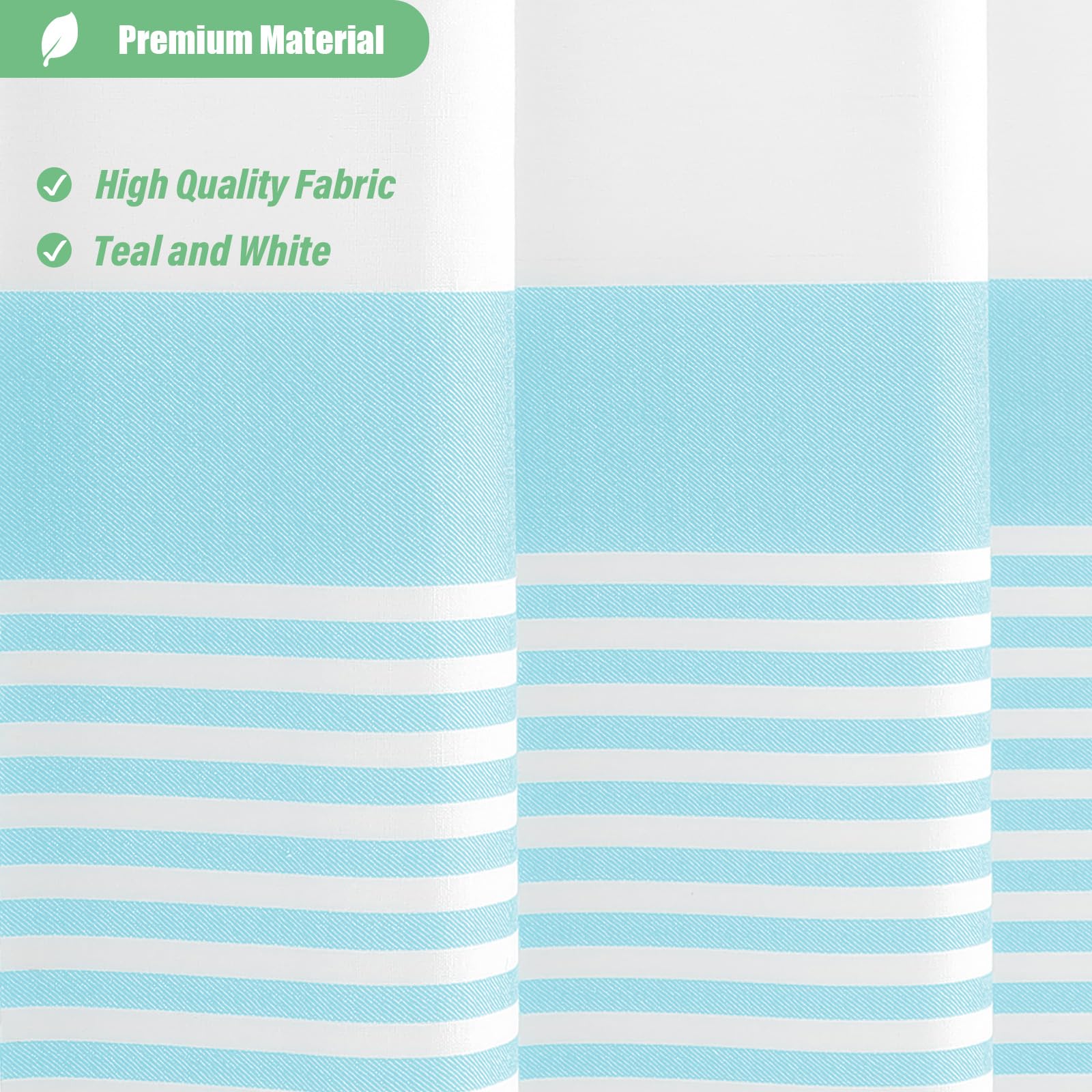 Dynamene Light Blue Fabric Shower Curtain, Farmhouse Boho Striped Tassel Shower Curtain For Bathroom, Bohemian Textured Cloth Sh