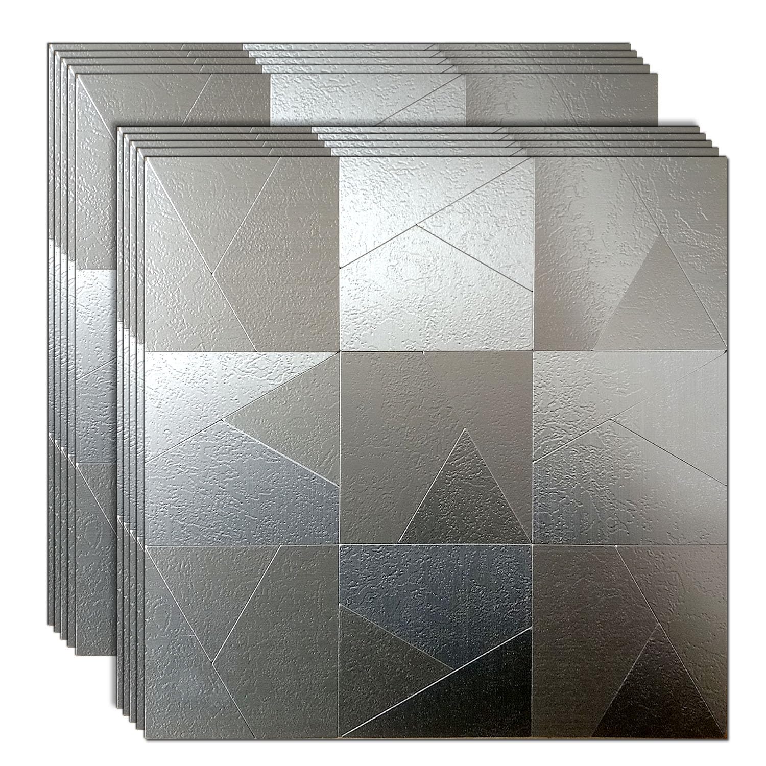XUANINY Peel and Stick Metal Backsplash Tiles, Self Adhesive Aluminum Mosaic 3D Wall Sticker for Kitchen (Stainless Steel+Relief