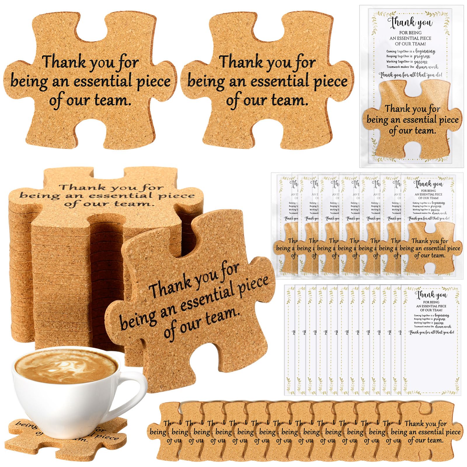 Hushee Inspirational Gift for Coworker Motivational Puzzle Piece Coasters Employee Appreciation Gifts with Cards Bags for Social