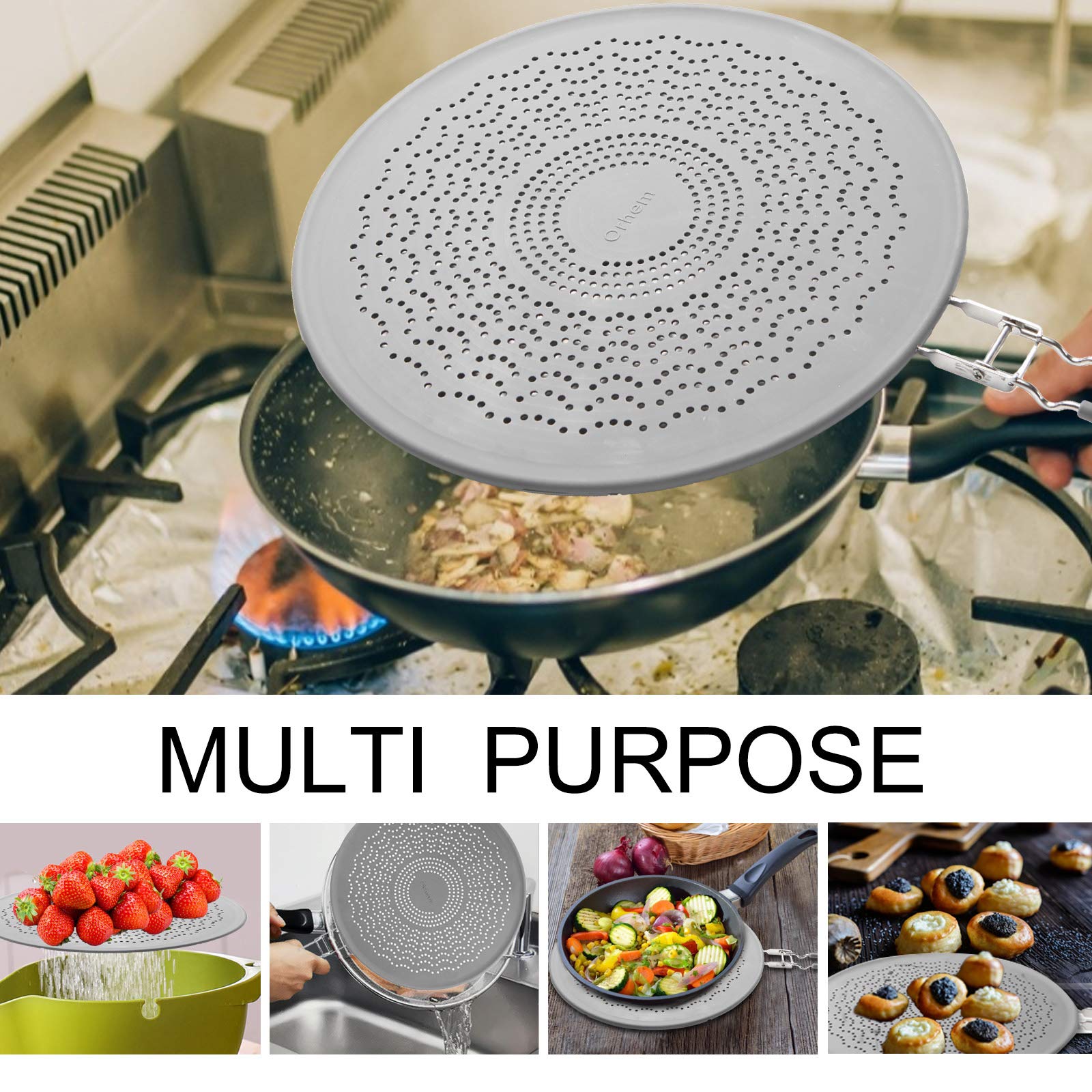 13    Silicone Splatter Screen Pan Cover With Folding Handle, Heat Insulation Cooling Mat, Strainer, Drain Board, Oil Splash Gua