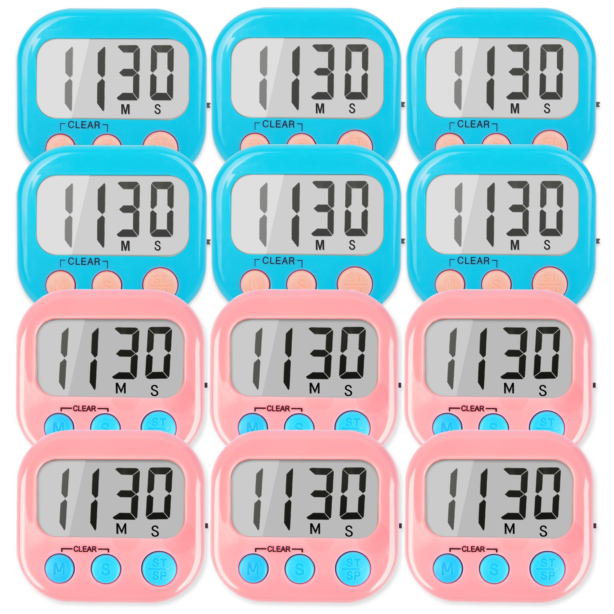 Classroom Timers for Teachers Kids Large Magnetic Digital Timer Teacher Supplies 12 Pack-Blue Pink
