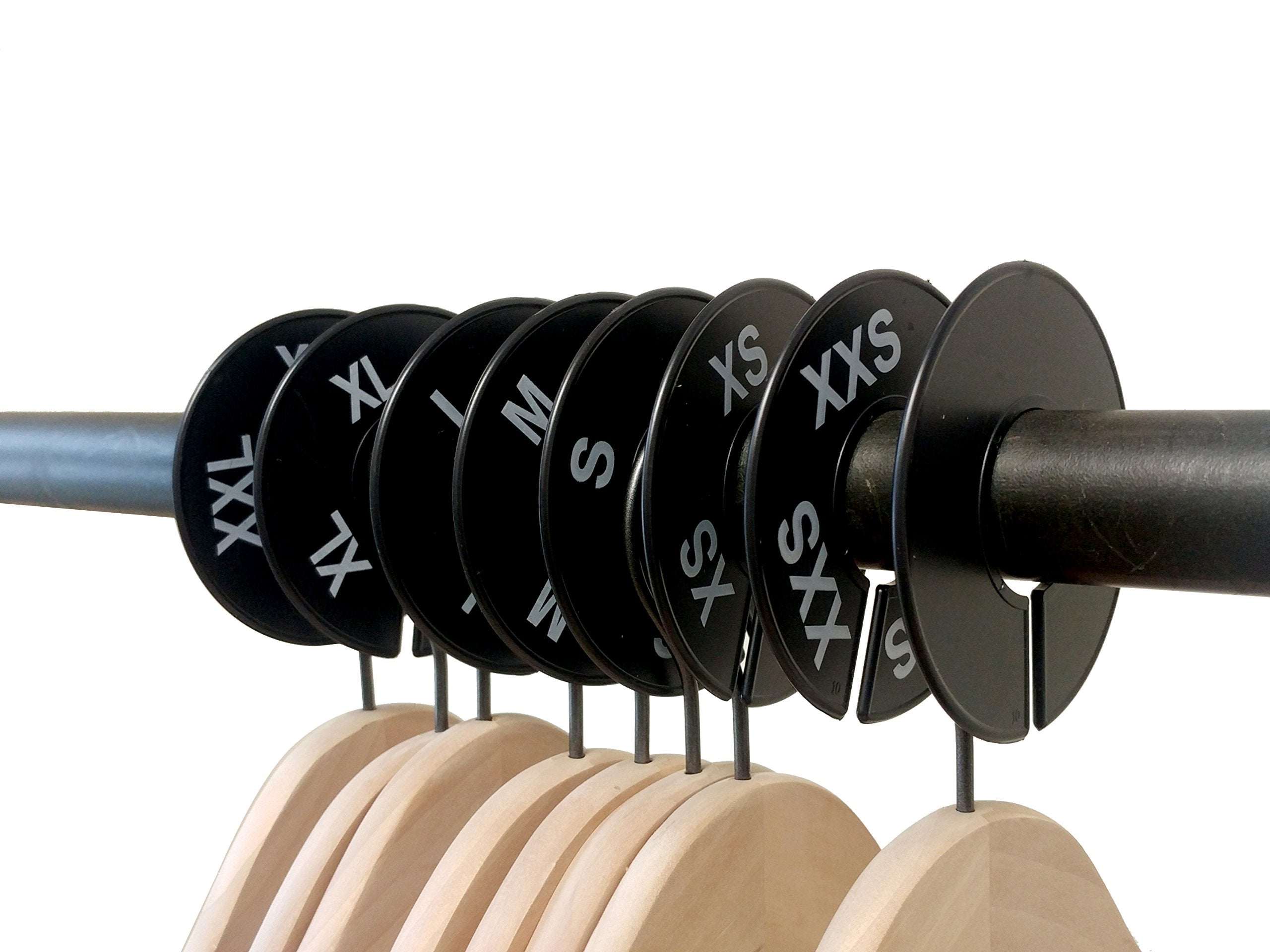 Nahanco Cbwkit3, Black Round Clothing Rack Size Dividers, White Print For Home Or Clothing Store, Xxs-Xxl, Kit Of 16 (7 Sizes An