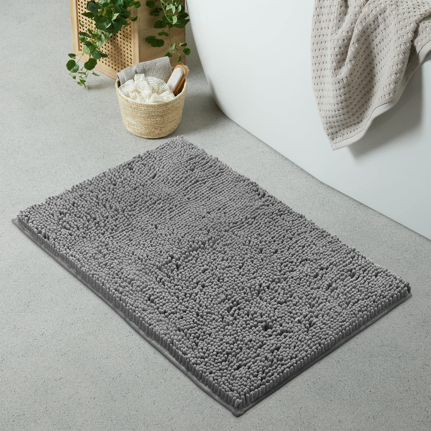 Luxurux Bath Mat-Extra-Soft Plush Bath Shower Bathroom Rug,1'' Chenille Microfiber Material, Super Absorbent Shaggy Bath Rug. Ma