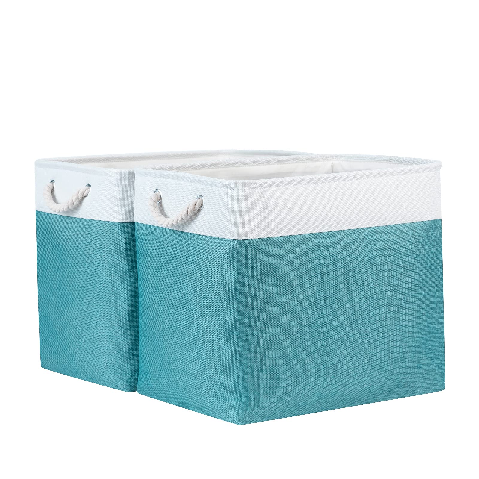 Bidtakay Storage Baskets Extra Large 17X12X15 In Teal Blue Nursery Toy Baskets Fabric Long Shelf Baskets For Organizing Set Of 2