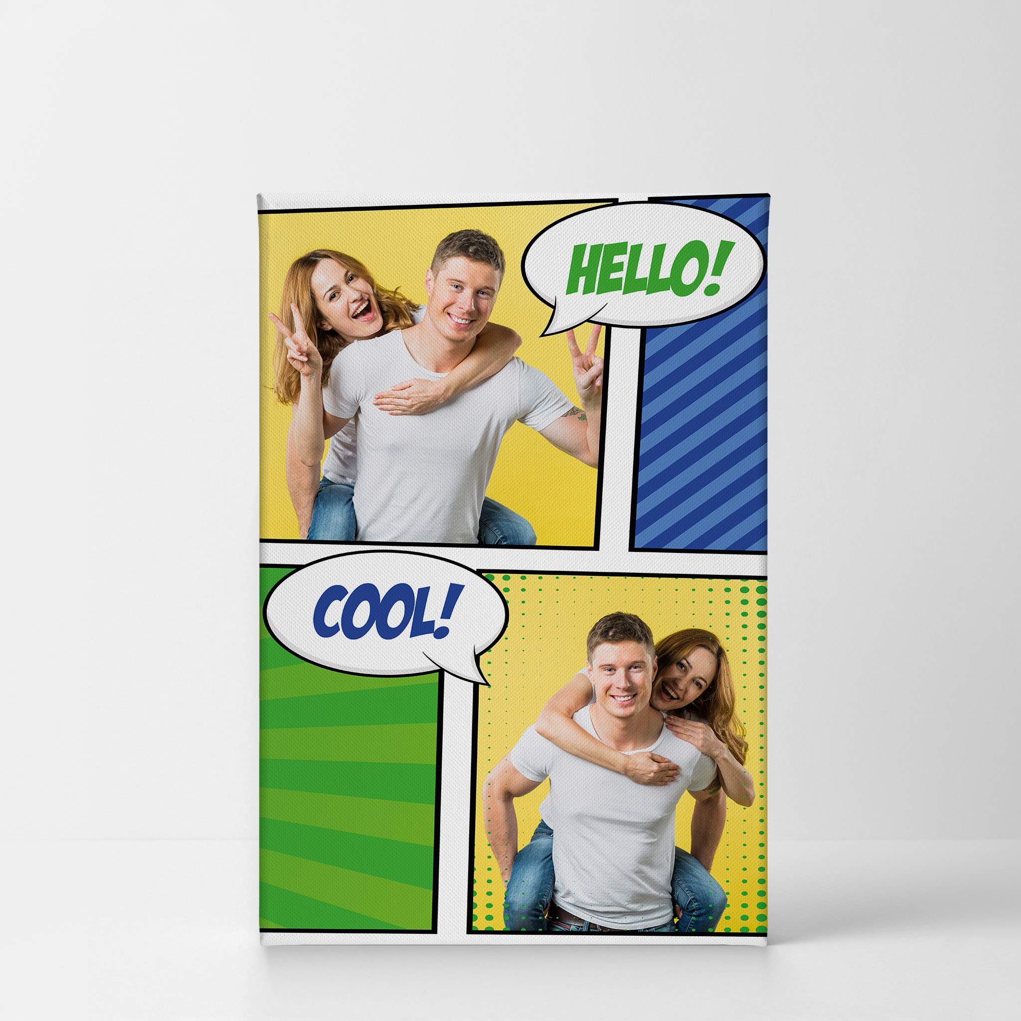 Smile Art Design Custom Canvas Print with Your Photos Personalized Photo POP Art with Your 2 Photos Custom Photo Prints Personalized Gifts for Men Wedding Gift Bacheloratte Decorations - 22x15 inches