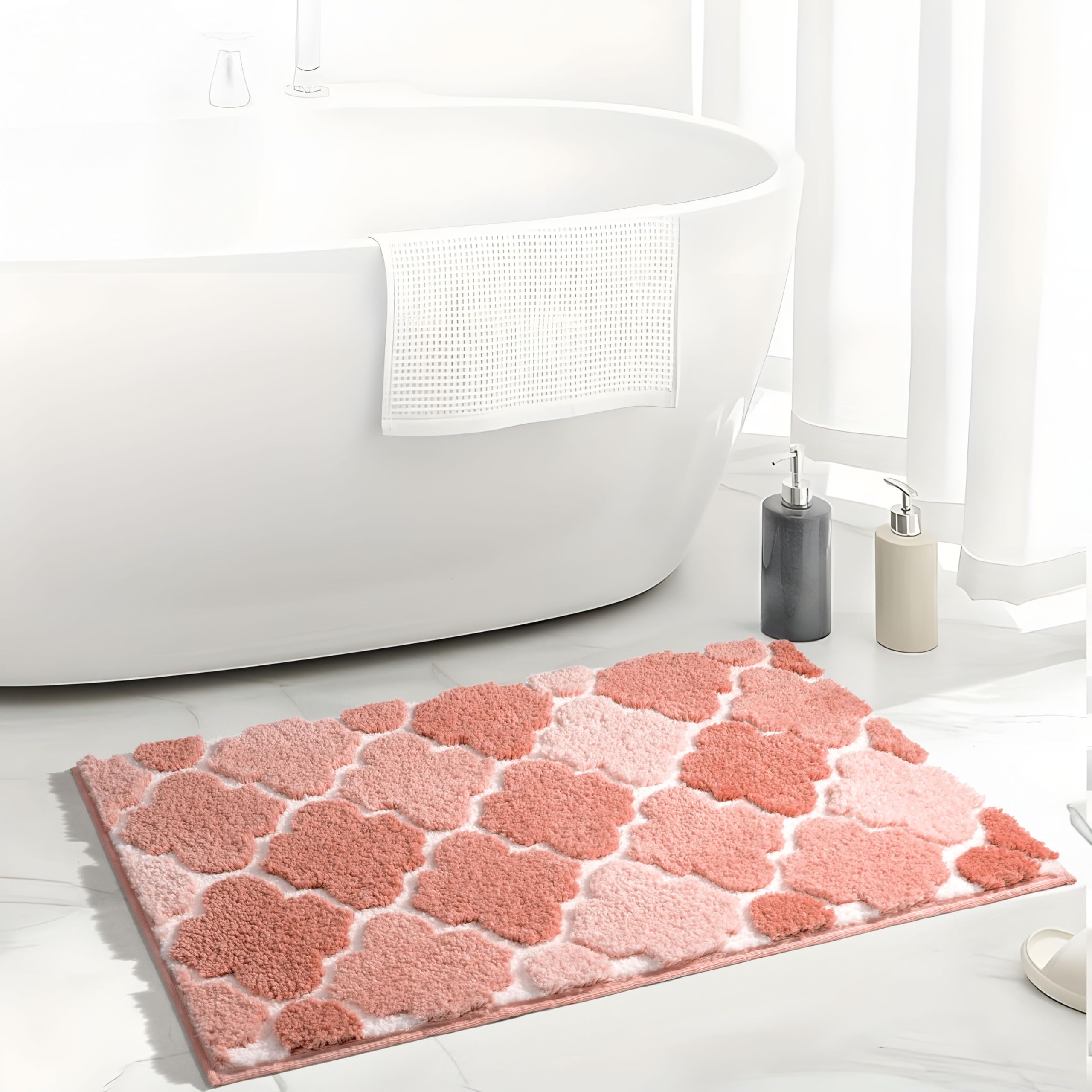 Dexde Bathroom Rugs Non-Slip, Bath Rugs Extra Absorbent Shaggy Bath Mats, Machine Washable Soft Plush Throw Rug For Bathroom Flo