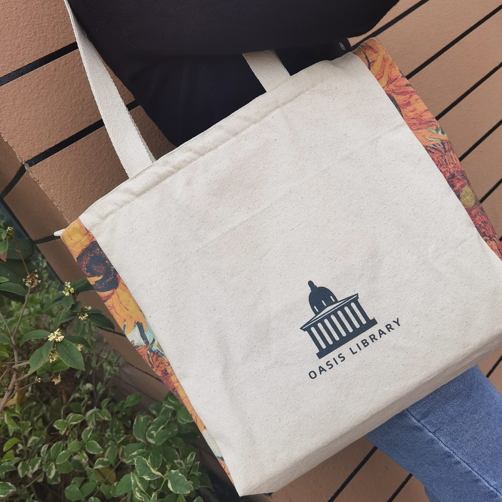 BROADREAM Canvas Tote Bag Aesthetic - Zippered Tote Bag with Interior Pocket by Shoulder Tote Bags for Women Shopping School