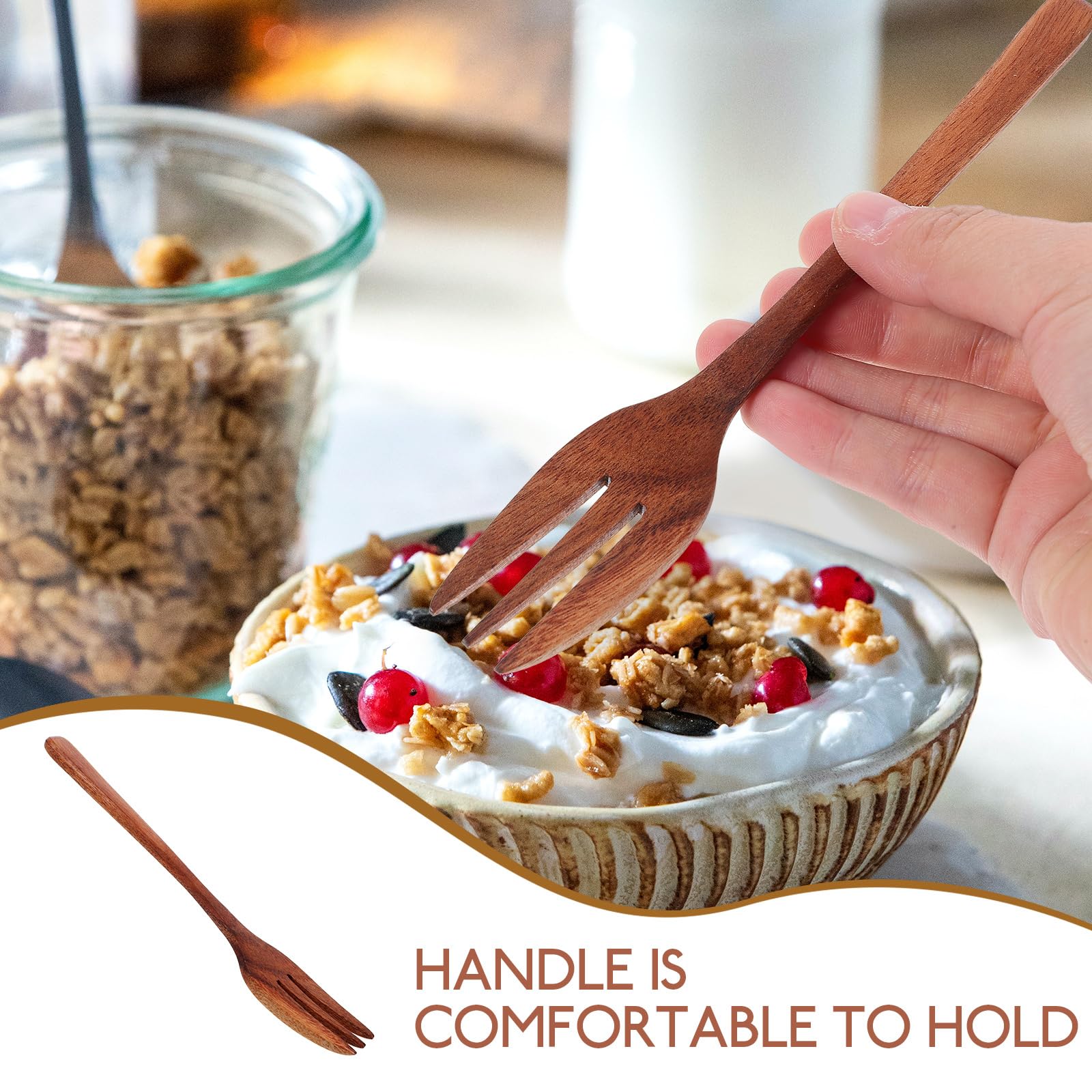 Wooden Forks Salad Fork Reusable: Wooden Dinner Forks Japanese Style Wooden Forks Pasta Grill Tasting Fork Kitchen Utensil For P