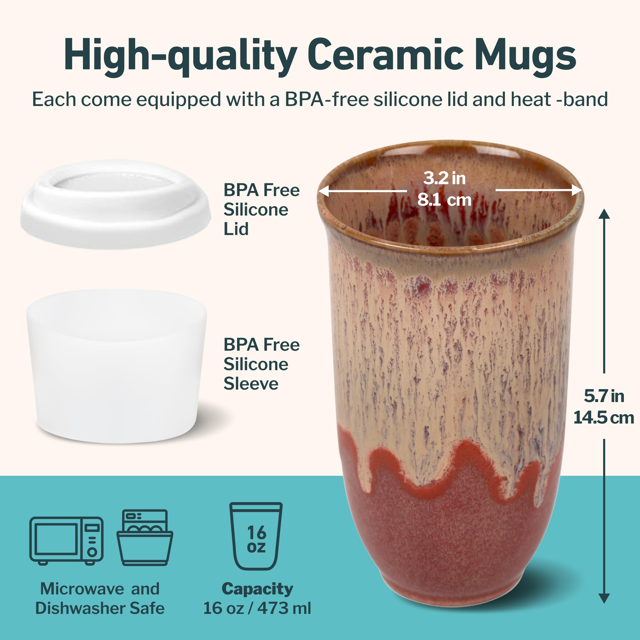 NOVA CERAMICS Travel Coffee Cup- Travel Coffee Tumbler - On the Go Coffee Mug - Microwave & Dishwasher Safe Green CoffeeTumbler