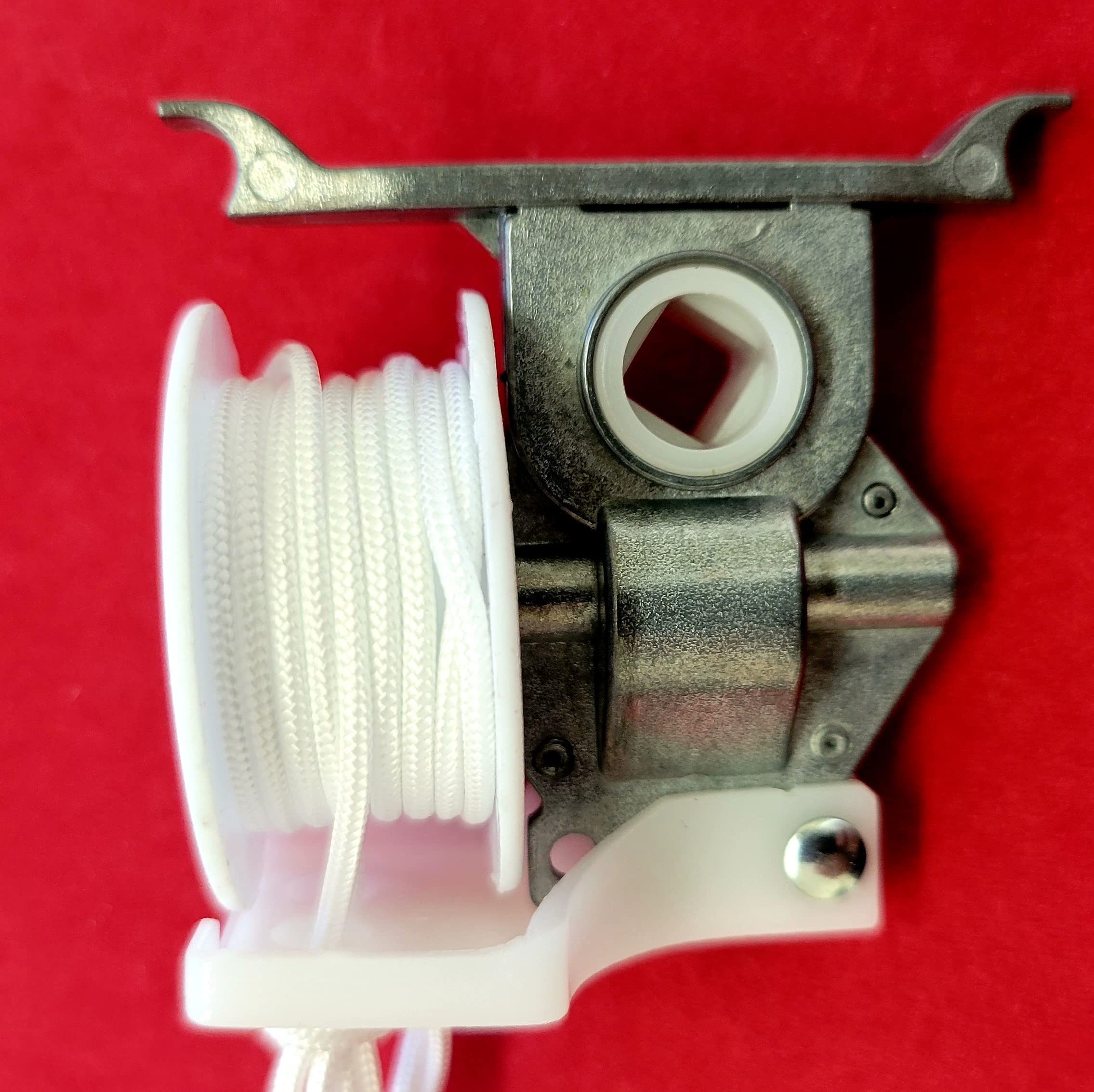 Cord Tilt Control for 2 Wood Blind, 1/4 Square Hole, High Profile. Pre-Corded White. 1198