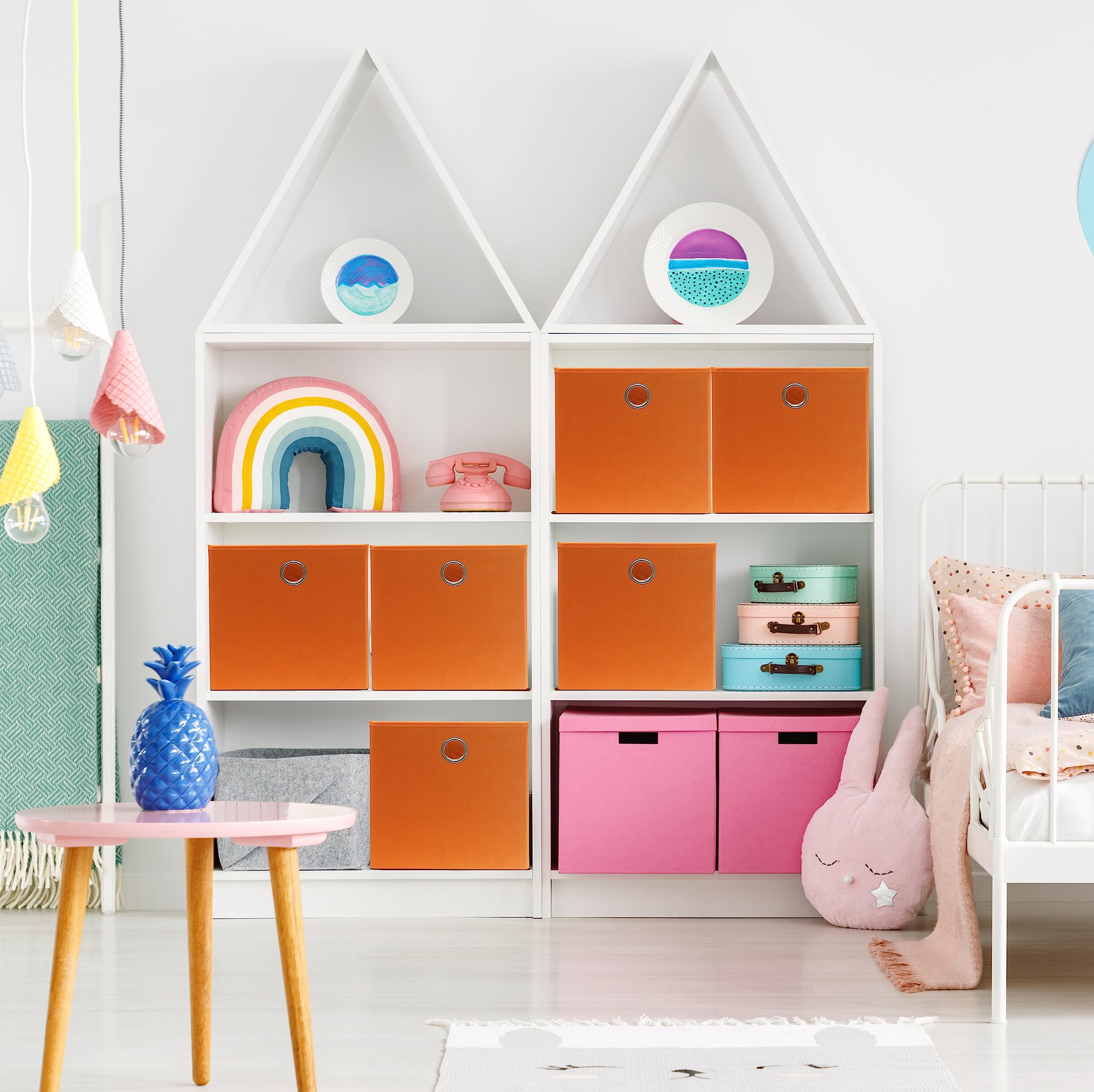 Simple Houseware 6 Pack Foldable Cube Storage Bin With Handle,, Orange