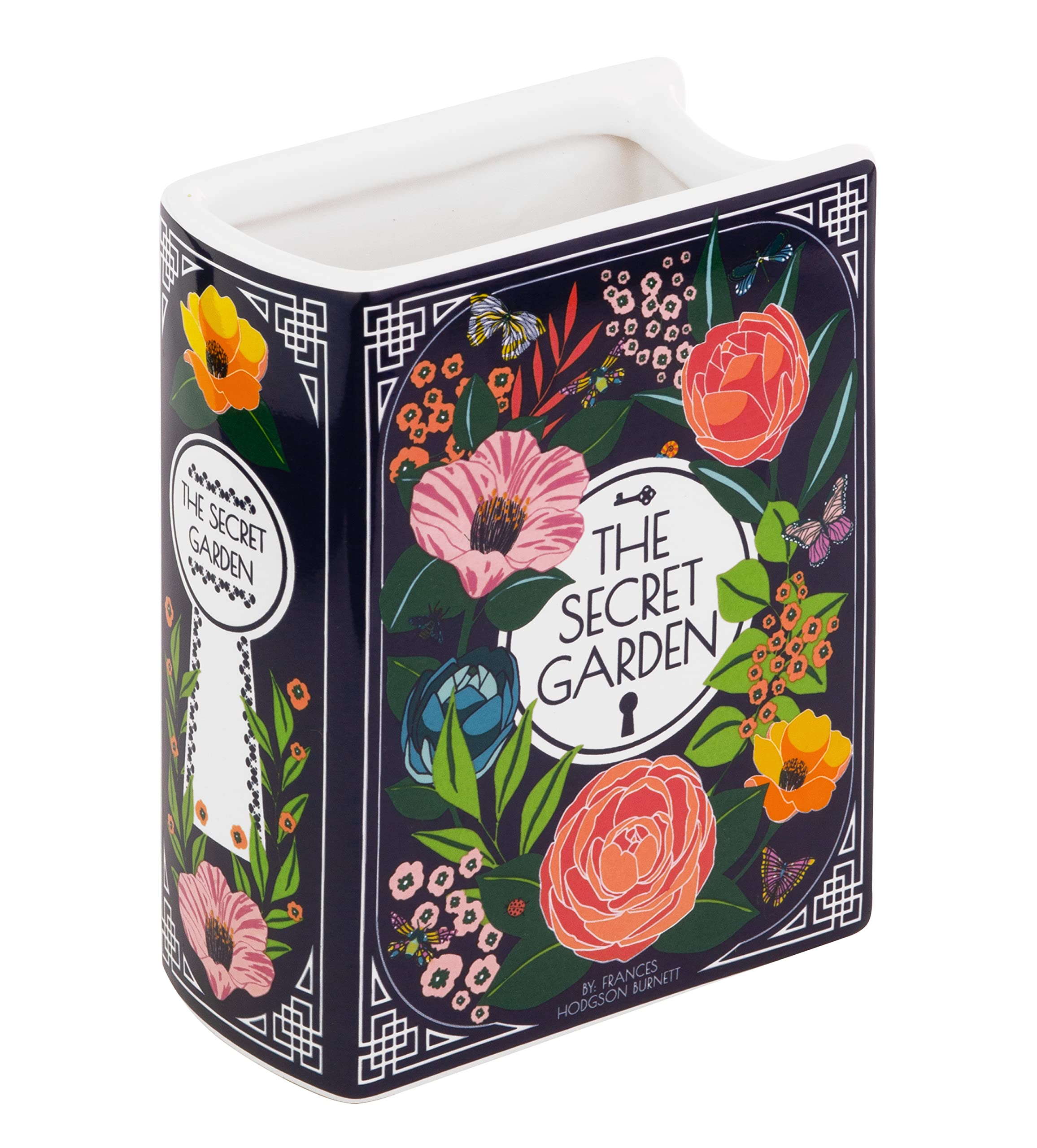 Steel Mill & Co Original Book-Shaped Decorative Vase, Ceramic Vases for Home Decor, Cute Bookshelf Decor, Unique Vase for Book L