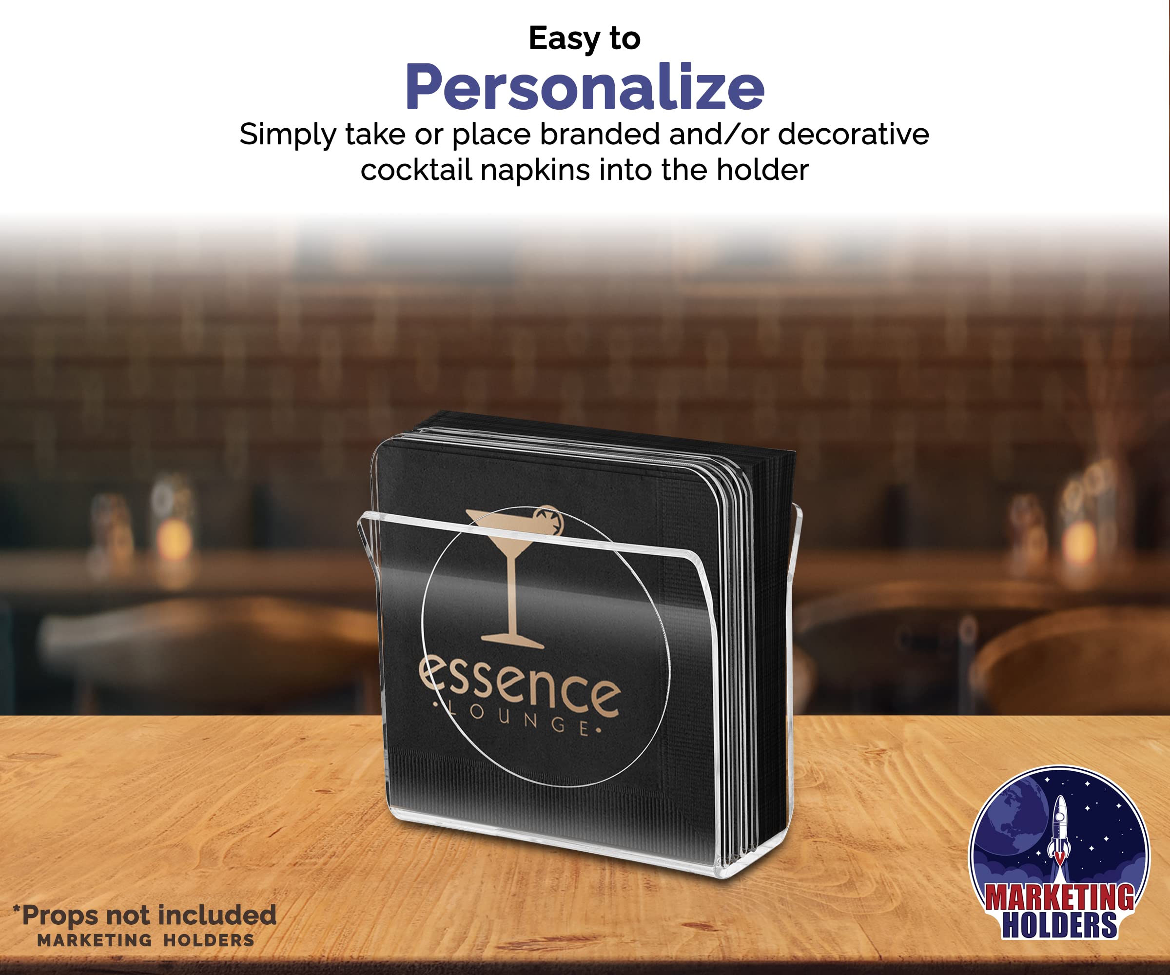 Napkin Holder Clear Acrylic Flared Upright 5'' Table Or Bartop Stand See Through Restaurant Or Kitchen Decor Modern And Durable