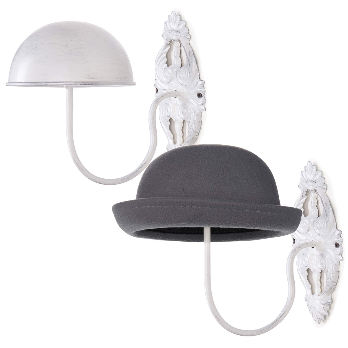 Mathal Hat MyGift Hat Display Wall Mount,Set of 2 Wall-Mounted Black Metal Hat ...