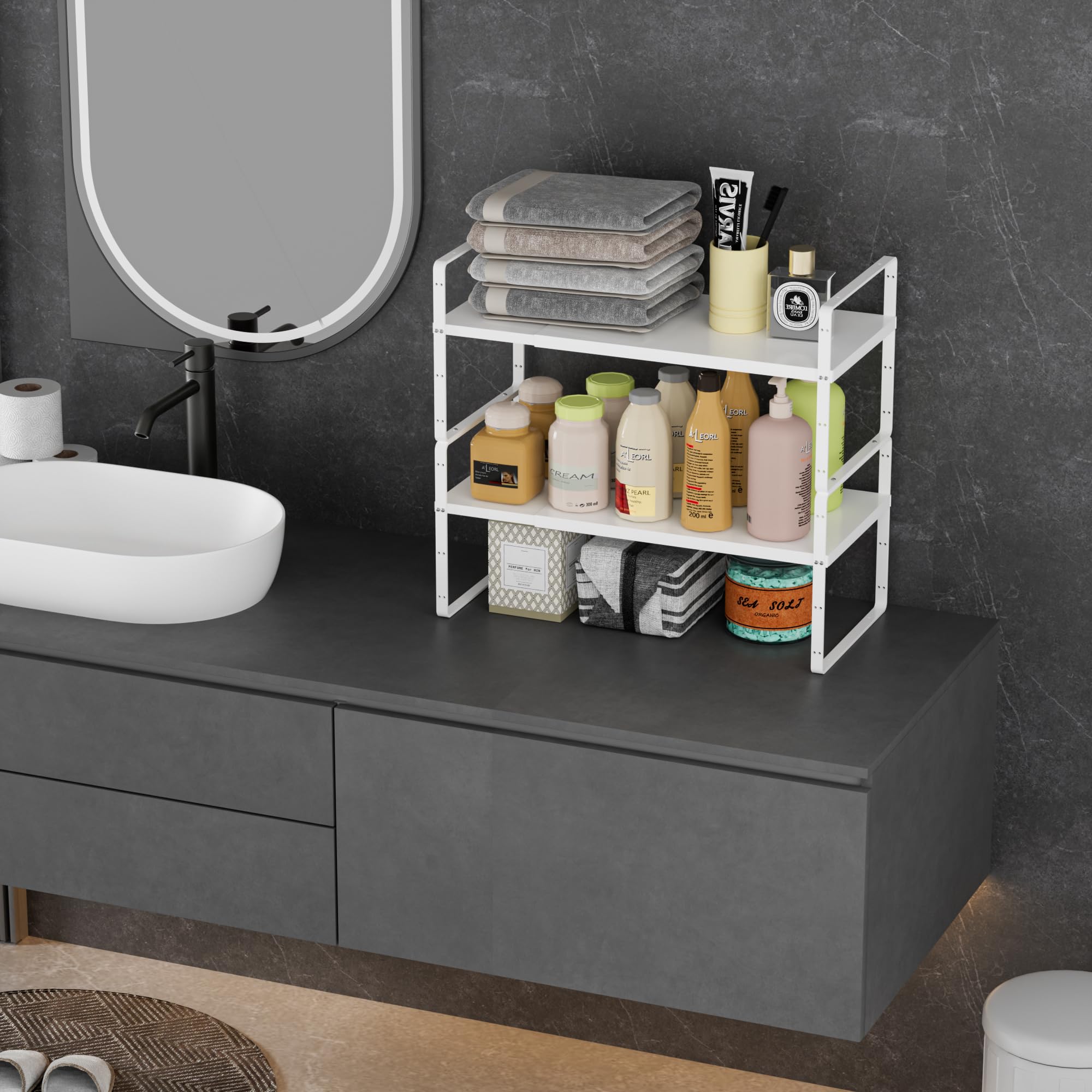 Wejipp Cabinet Organizer Shelf Expandable Pantry Counter Inside Cabinet Stackable Shelves,Spice Rack,Storage Shelf For Kitchen B