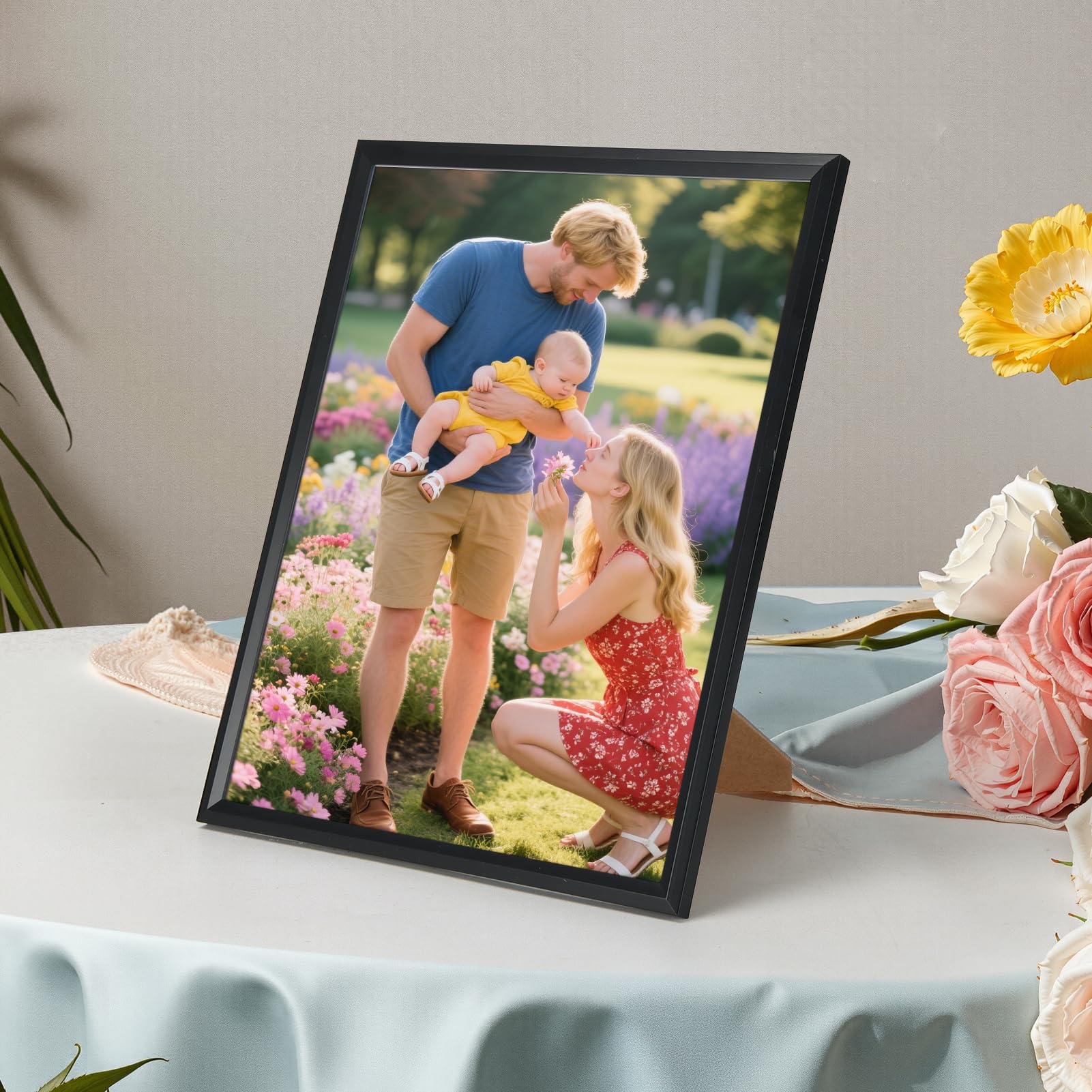 MEBRUDY 8x10 Picture Frame Set of 6, Display 5x7 Pictures With Mat or 8x10 Without Mat, Photo Frames for Tabletop or Wall, Black