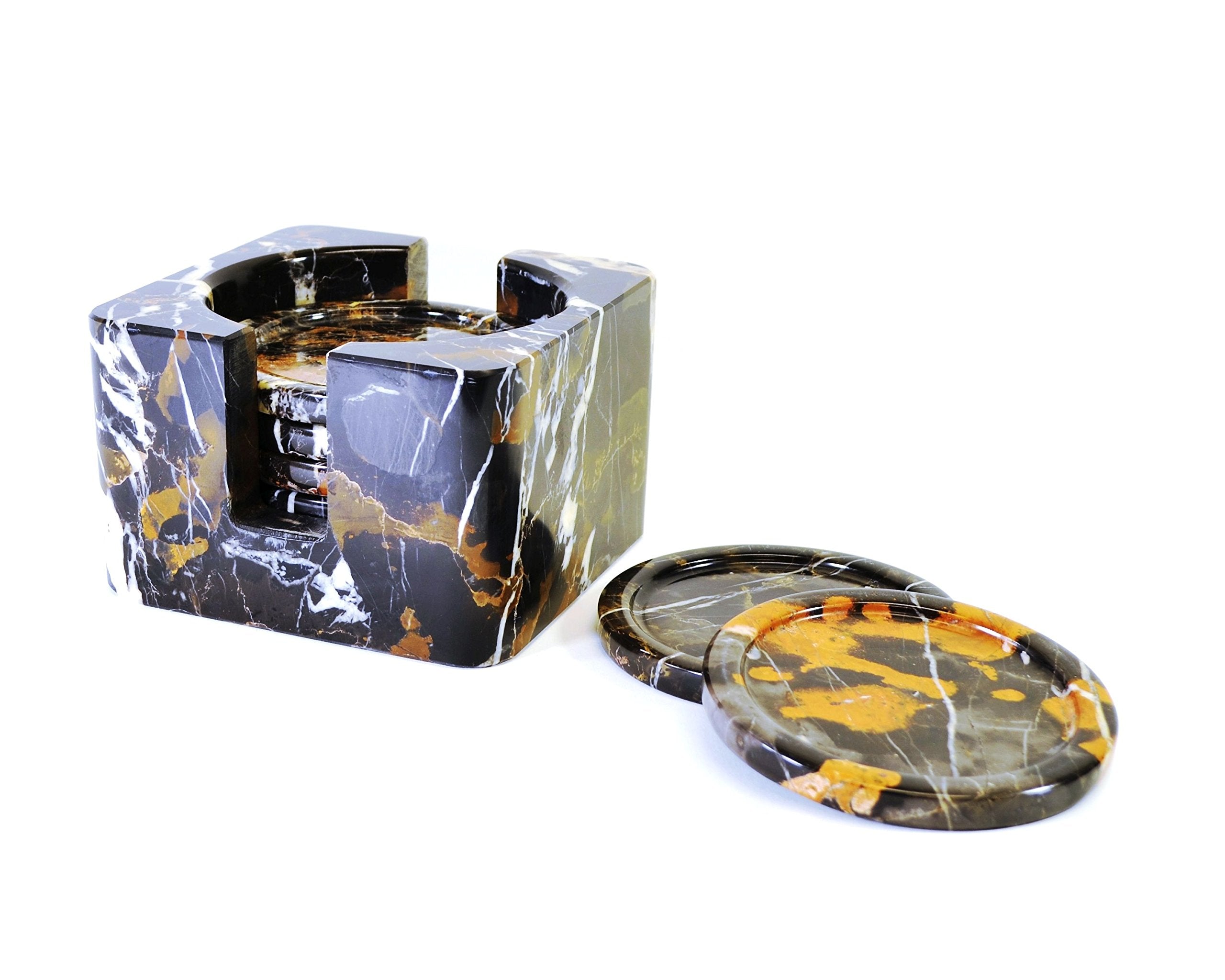 Nature Home Decor CSCH6MA Michelangelo Coasters with Square Holder