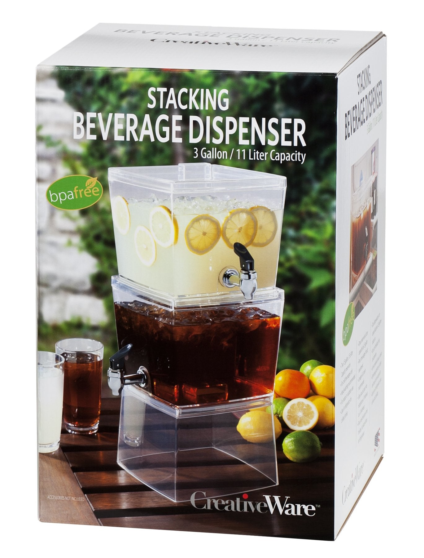 Creativeware 1.5 Gallon 2 Units Stacking Beverage Dispenser, Clear