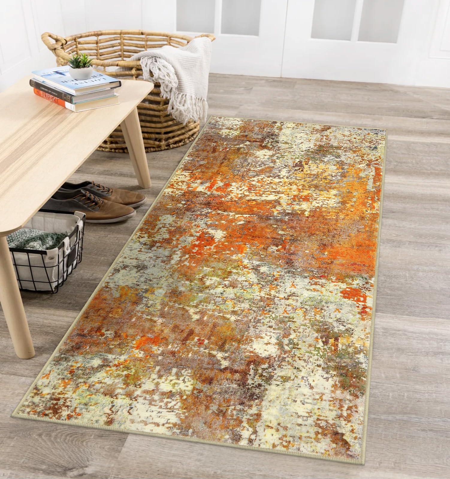 Lahome Modern Abstract Runner Rug - 2x4.3 Washable Kitchen Runner Rug Soft Laundry Room Rugs Bathroom Mat, Contemporary Non Slip