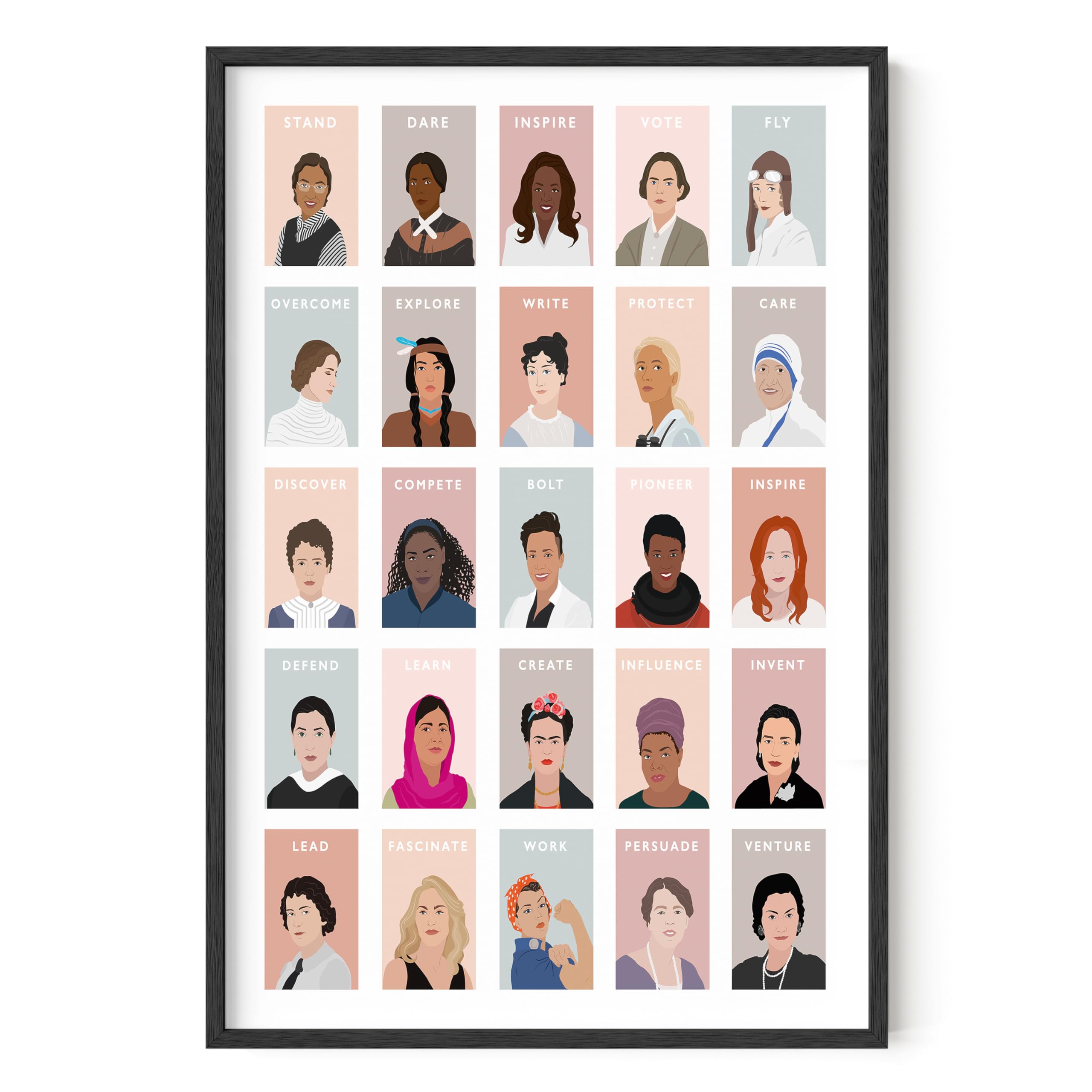 Haus And Hues Women'S History Collage Art Print Individual - 24''X36'' Inspirational Women Art - Aesthetic Feminist Wall Art And