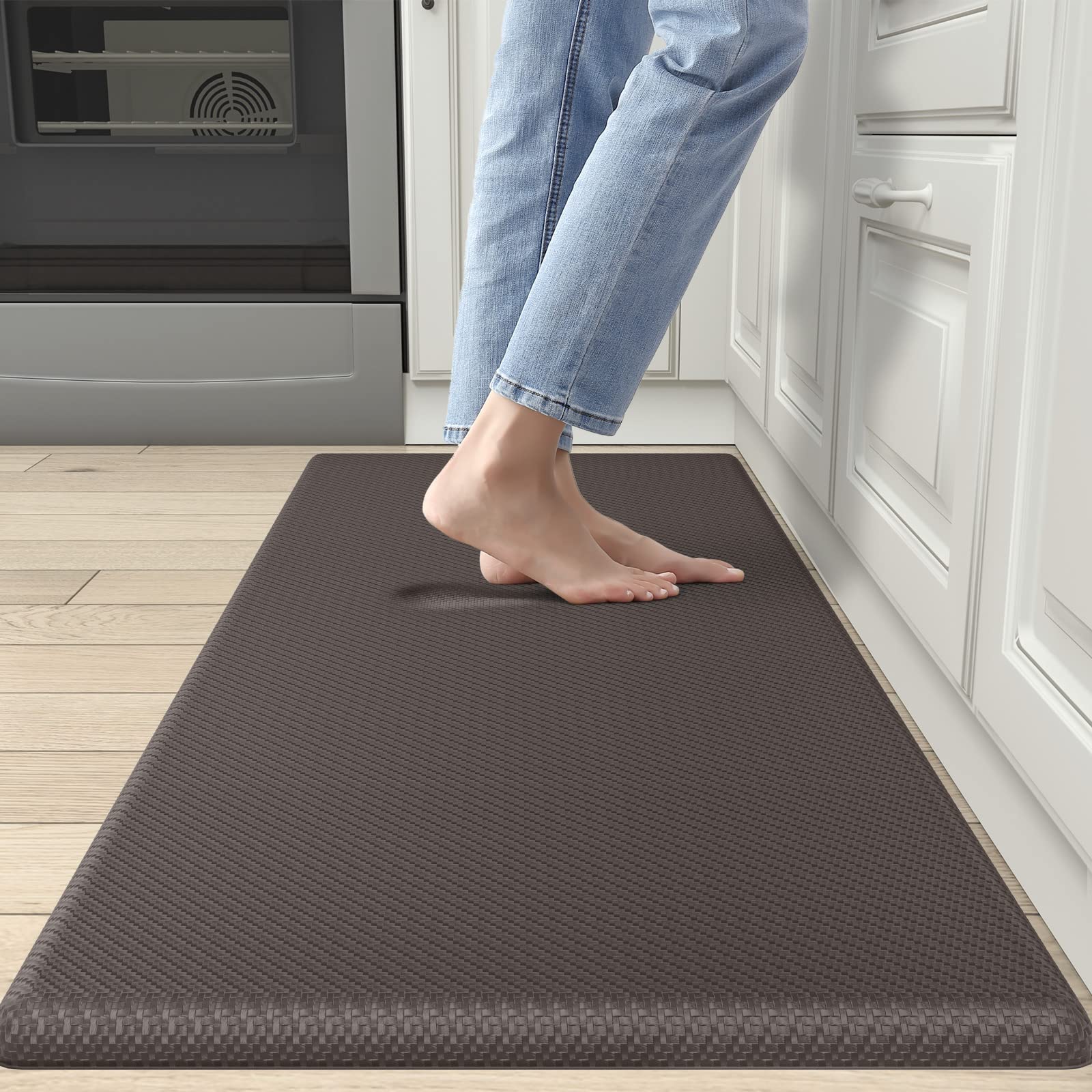 Dexi Anti Fatigue Kitchen Mat, 3/4 Inch Thick, Stain Resistant, Padded Cushioned Memory Foam Floor Comfort Mat For Home, Garage