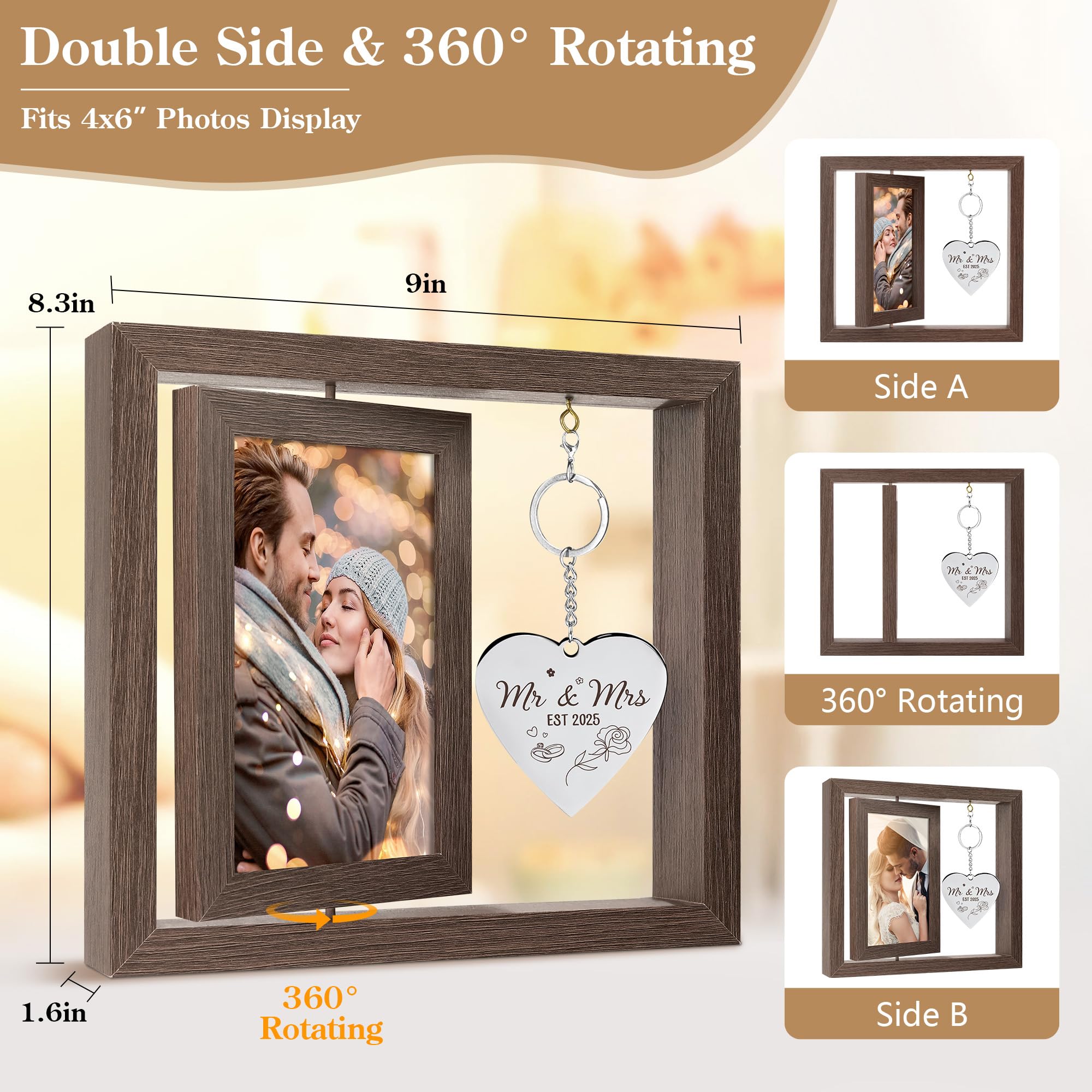HELORAY Wedding Gifts for Couples Personalized Wedding Gifts for Newlyweds Gift Wedding Picture Frame Mr and Mrs Wedding Present