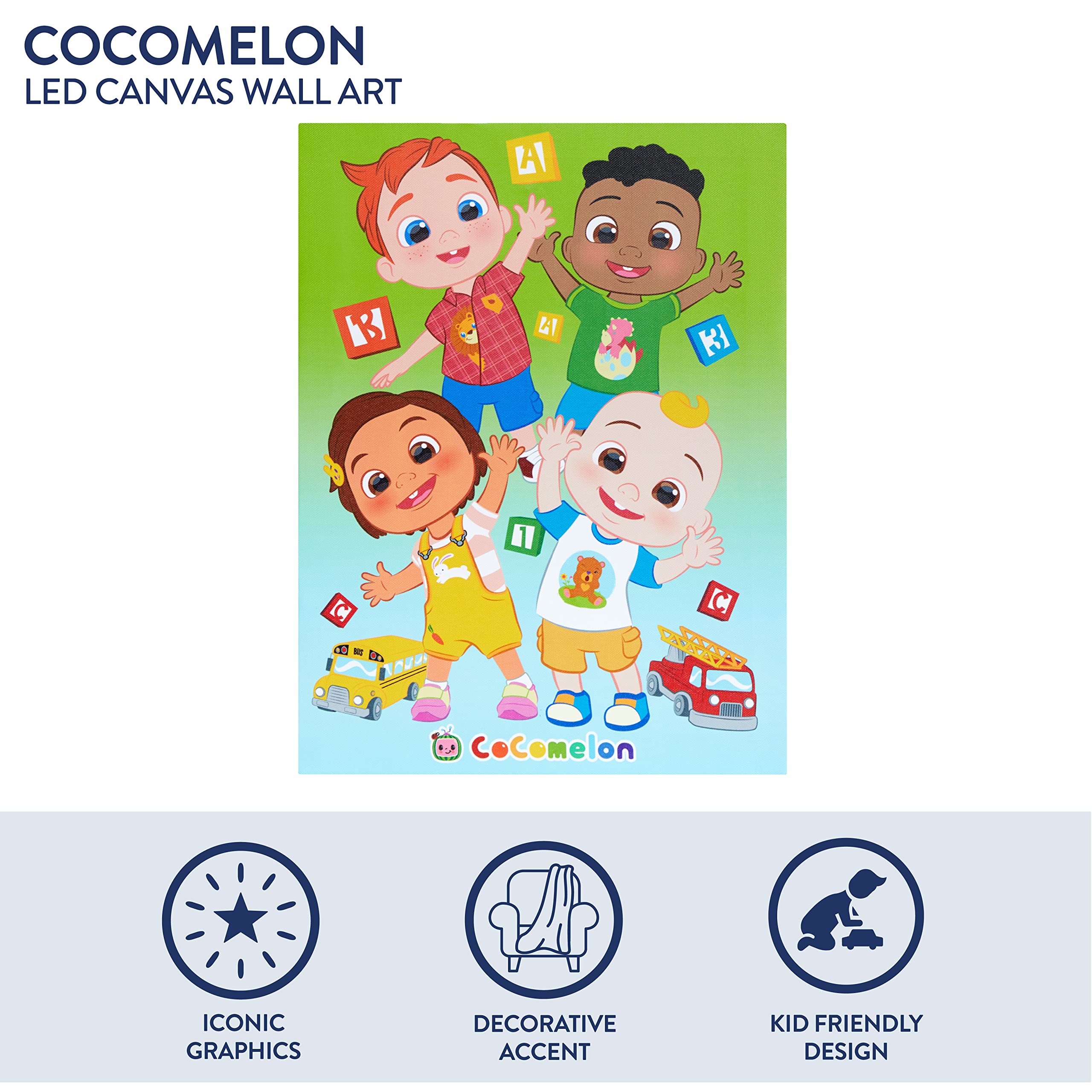Idea Nuova Cocomelon Canvas LED Wall Art Childrens Wall Hanging D?cor 11.5 ''x15.75 ''