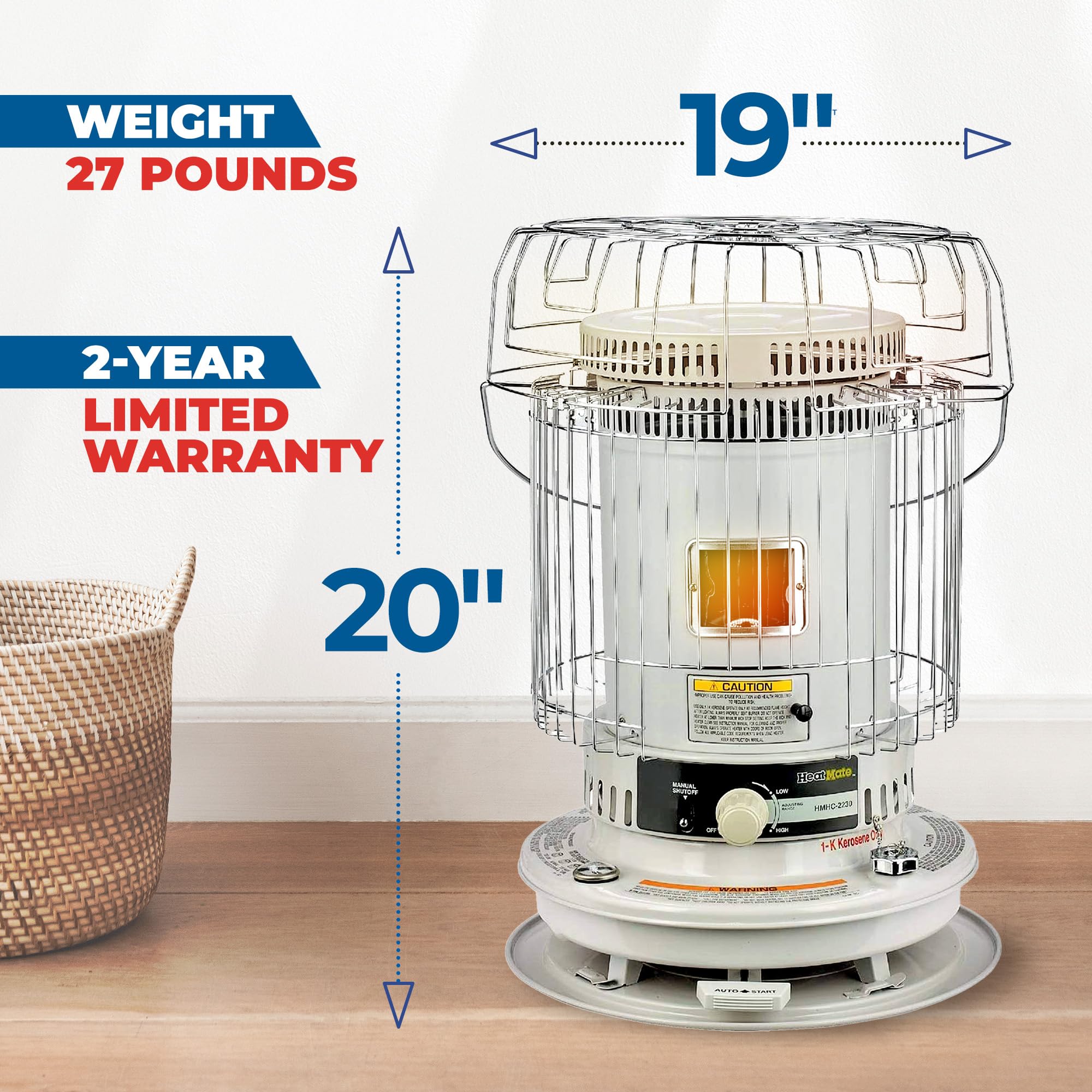 Sengoku Heatmate Hmc-23K Portable Indoor/Outdoor Kerosene Heater For 1000 Sq.Ft., 23,500 Btu, Auto Safety Shut Off, Tip-Over Swi