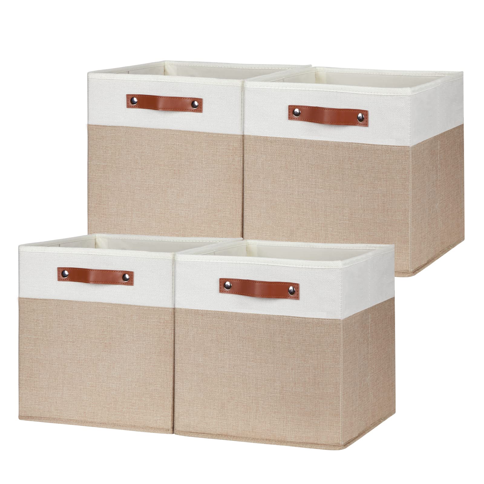Dullemelo Cube Storage Bins,13 X 13 X 13 Inch Fabric Storage Cubes For Organizing,Collapsible Foldable Linen Canvas Closet Stora