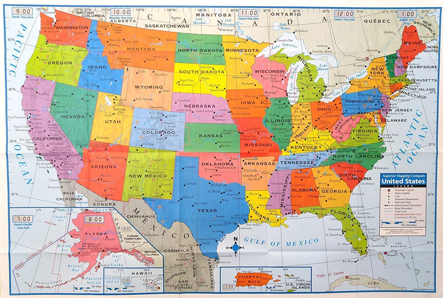 Kappa Pack of 2 United States Wall Maps 40" x 28" Multicolor - Model B4220