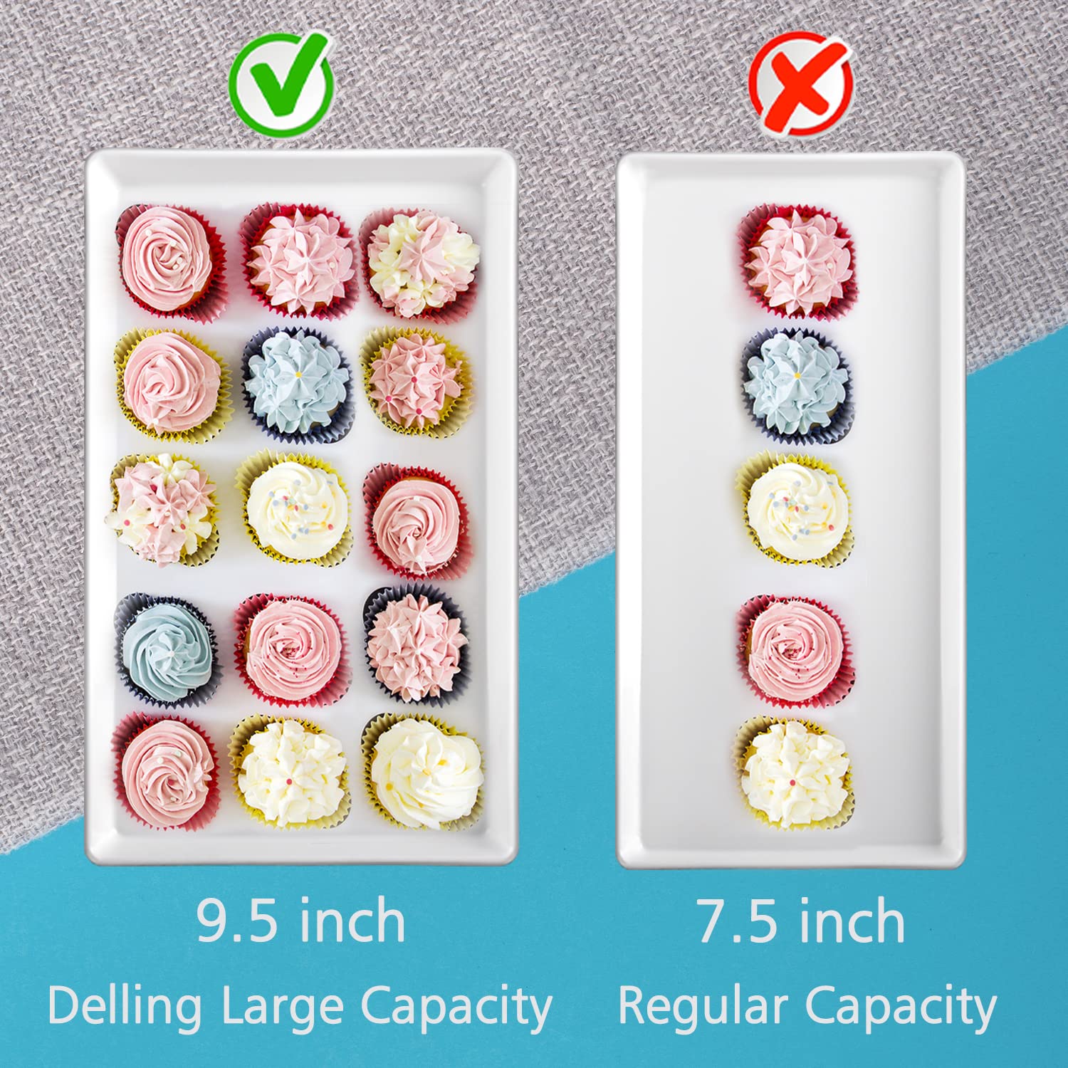 Delling Large Serving Platter, 16/14/12 Inch Serving Plates, White Rectangular Porcelain Platters For Serving Food, Serving Tray