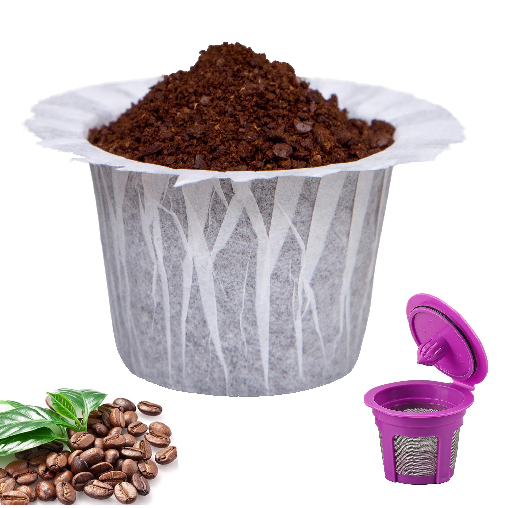 Reusable K Cup With Paper Coffee Filters 300 Count Coffee Paper Filters (One Kcup Included) Compatible With Keurig Single Serve