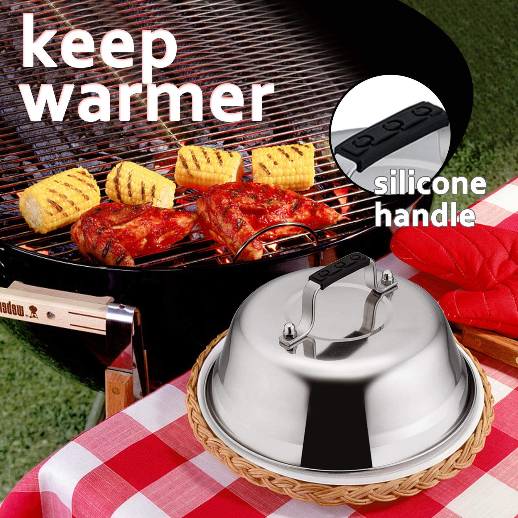 Melting Dome Lid Set Of 4, Leonyo 9'' Professional Stainless Steel Griddle Accessories, Durable Basting Steaming Cover For Teppa